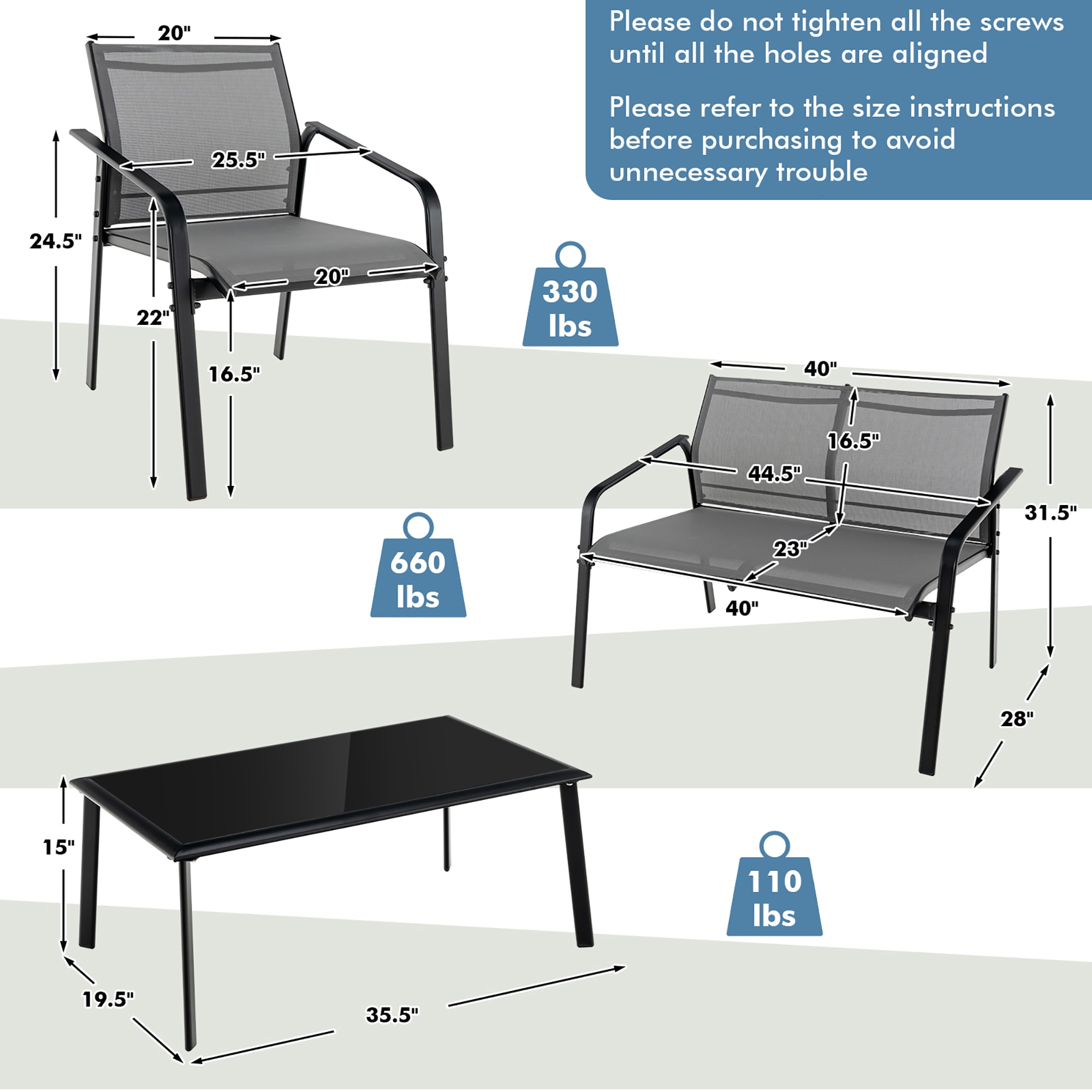 Costway NP10474GR Patio-Conversation-Sets - View #2