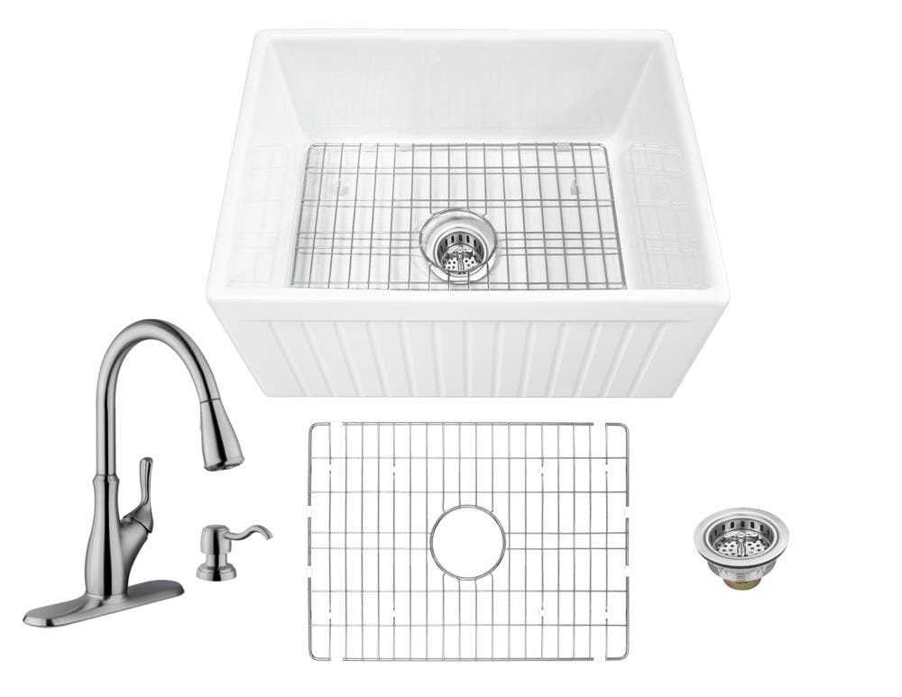 Superior Sinks Farmhouse Apron Front 24 In X 18 In White Fireclay   09811885 