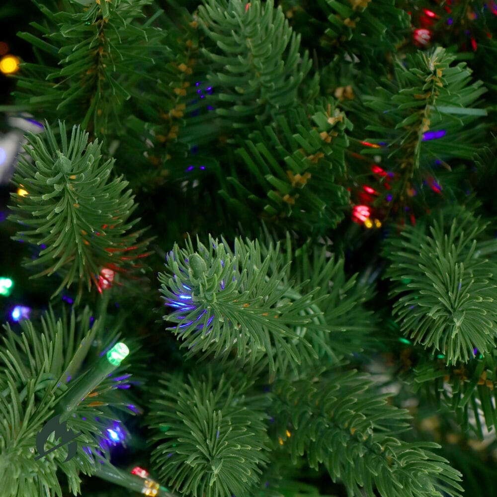 12-Foot York Pine Artificial Christmas Tree with Multicolor LED Lights