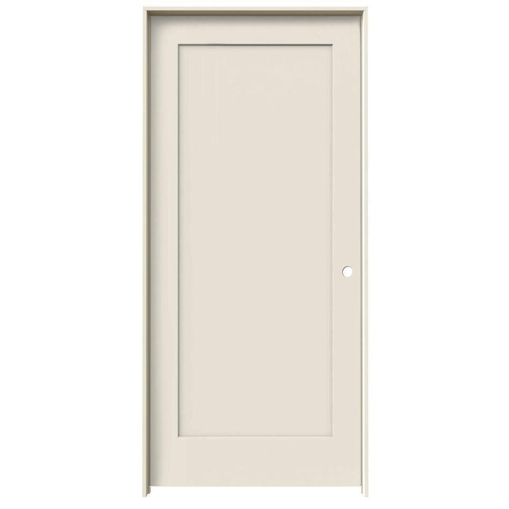 JELD-WEN LOWOLJW191200295 36-in x 80-in Primed Solid core 1-panel square Left hand Smooth Primed Molded composite Flat Jamb Single Prehung Interior Door