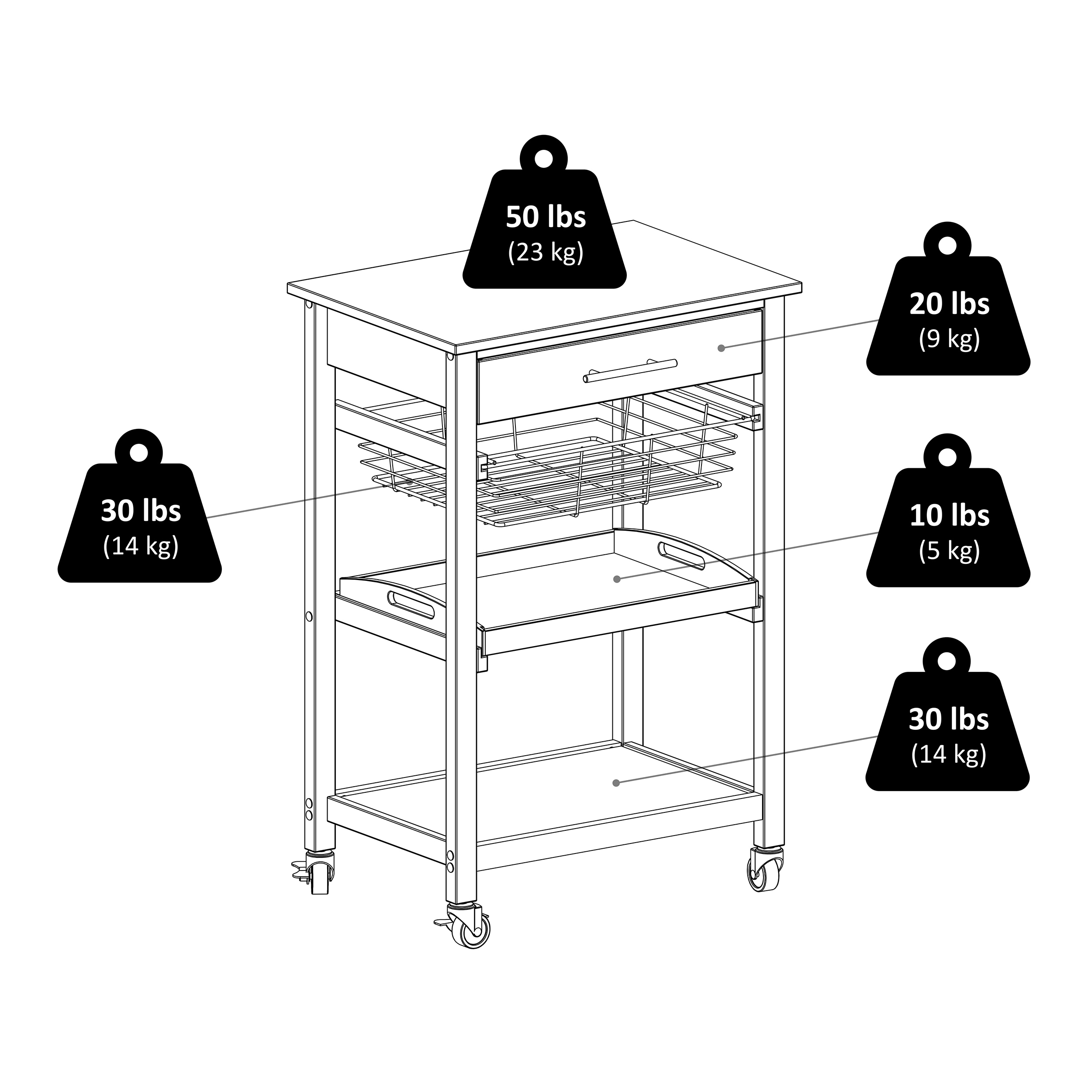 32.5 Xtra Storage 3 Tier Wide Folding Metal Shelf Black - Breighton Home