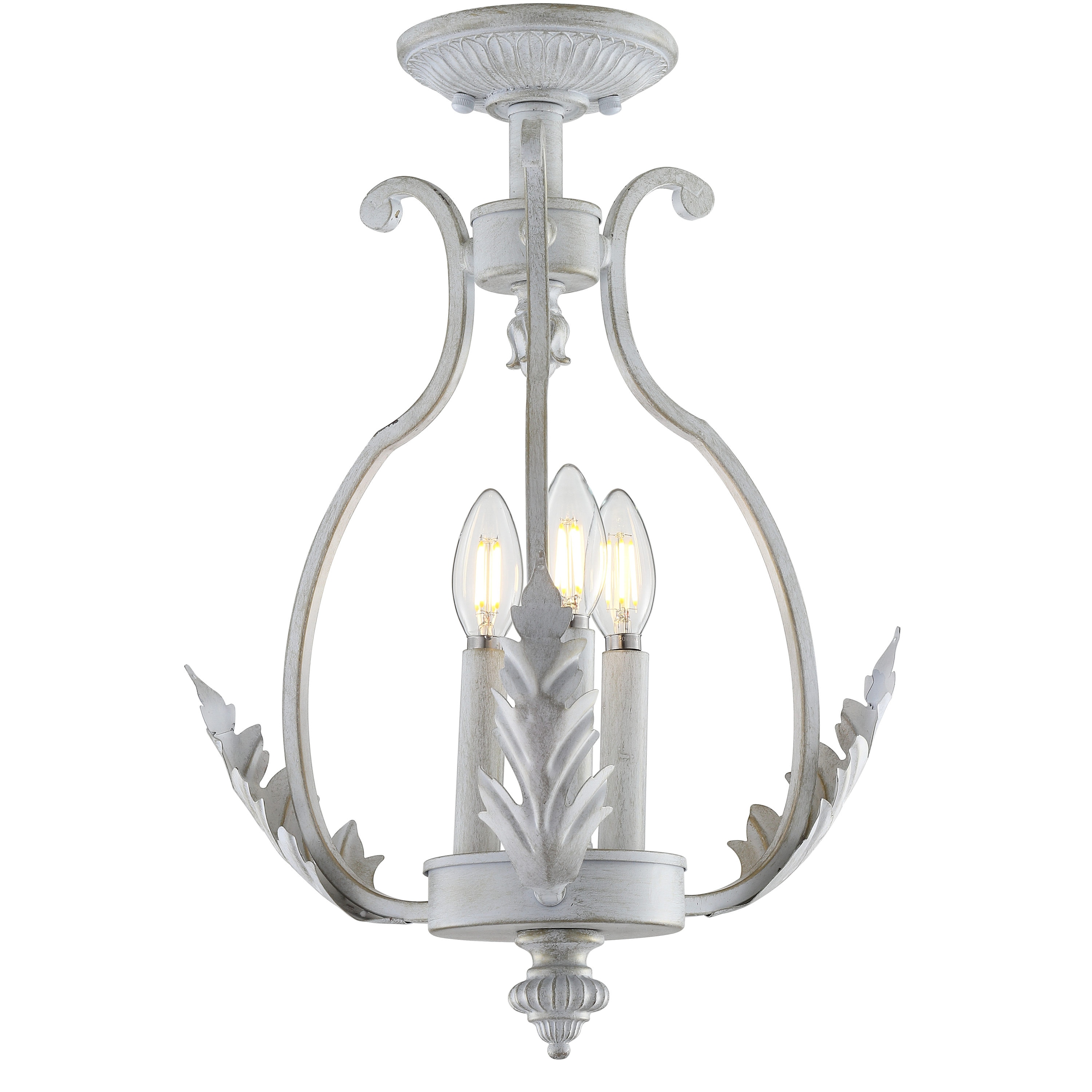 Antique White Metal LED Semi-Flush Mount Light