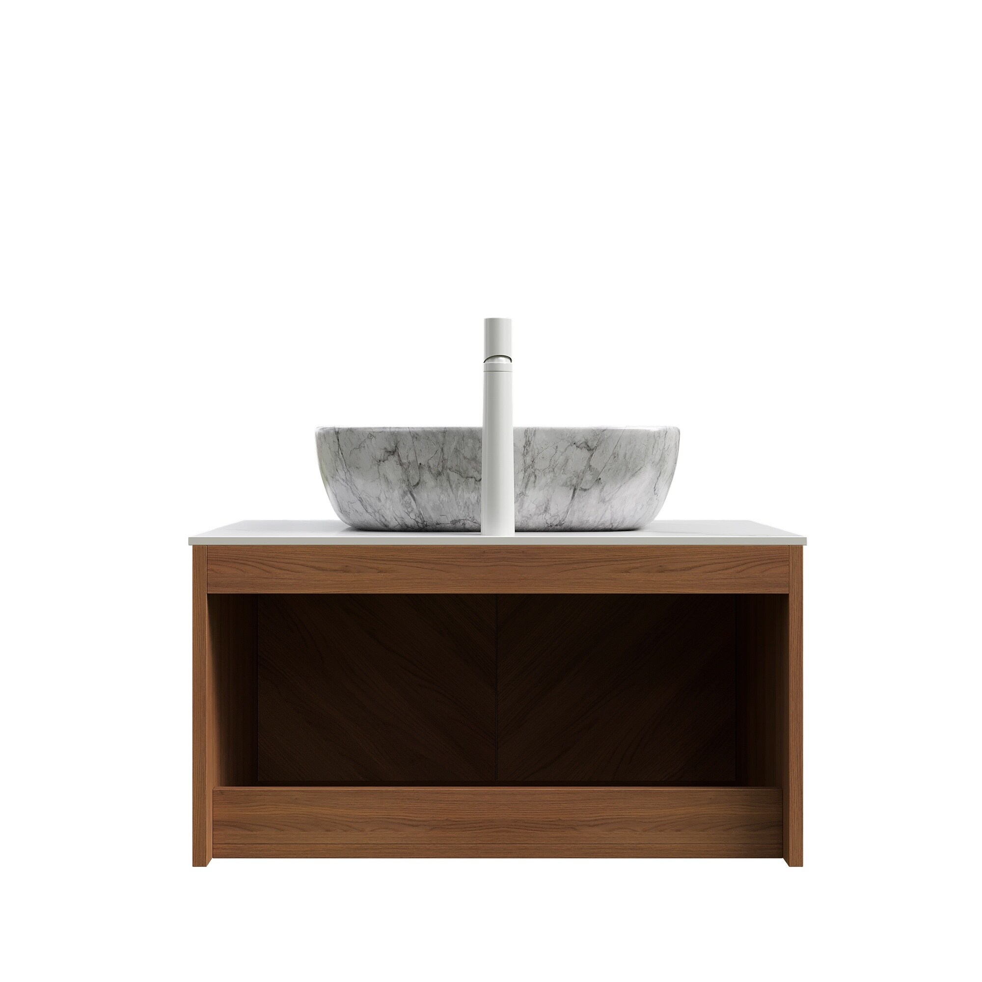 LIVACA 30 inch Brown Oak Woodgrain Color Floating Bathroom Vanity with ...