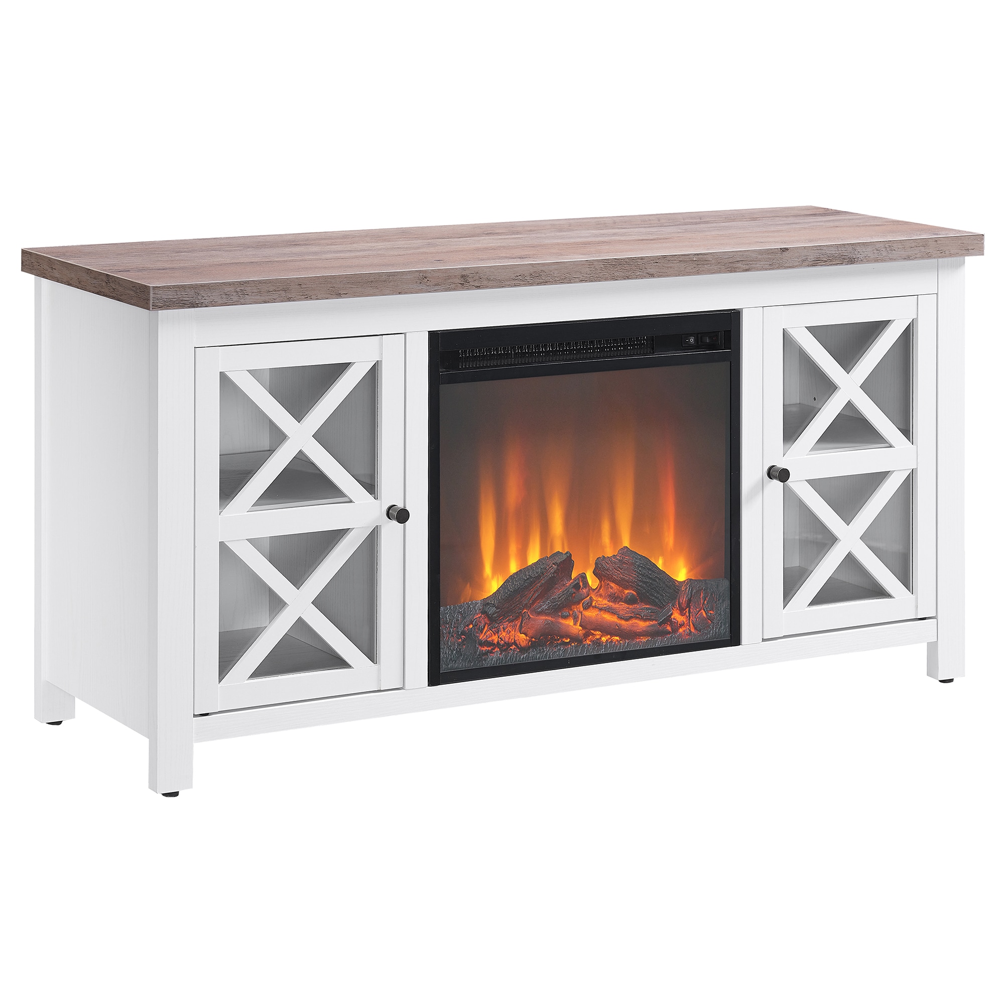 Hailey Home TV1380 Colton Farmhouse/Rustic White/Gray Oak TV stand ( Accommodates TVs up to 55-in )
