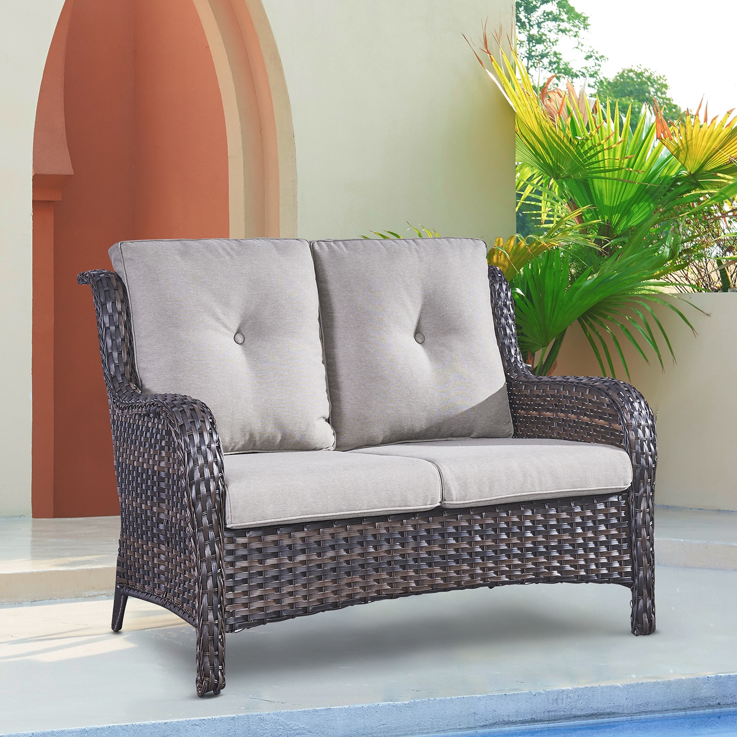 Outdoor wicker online settee