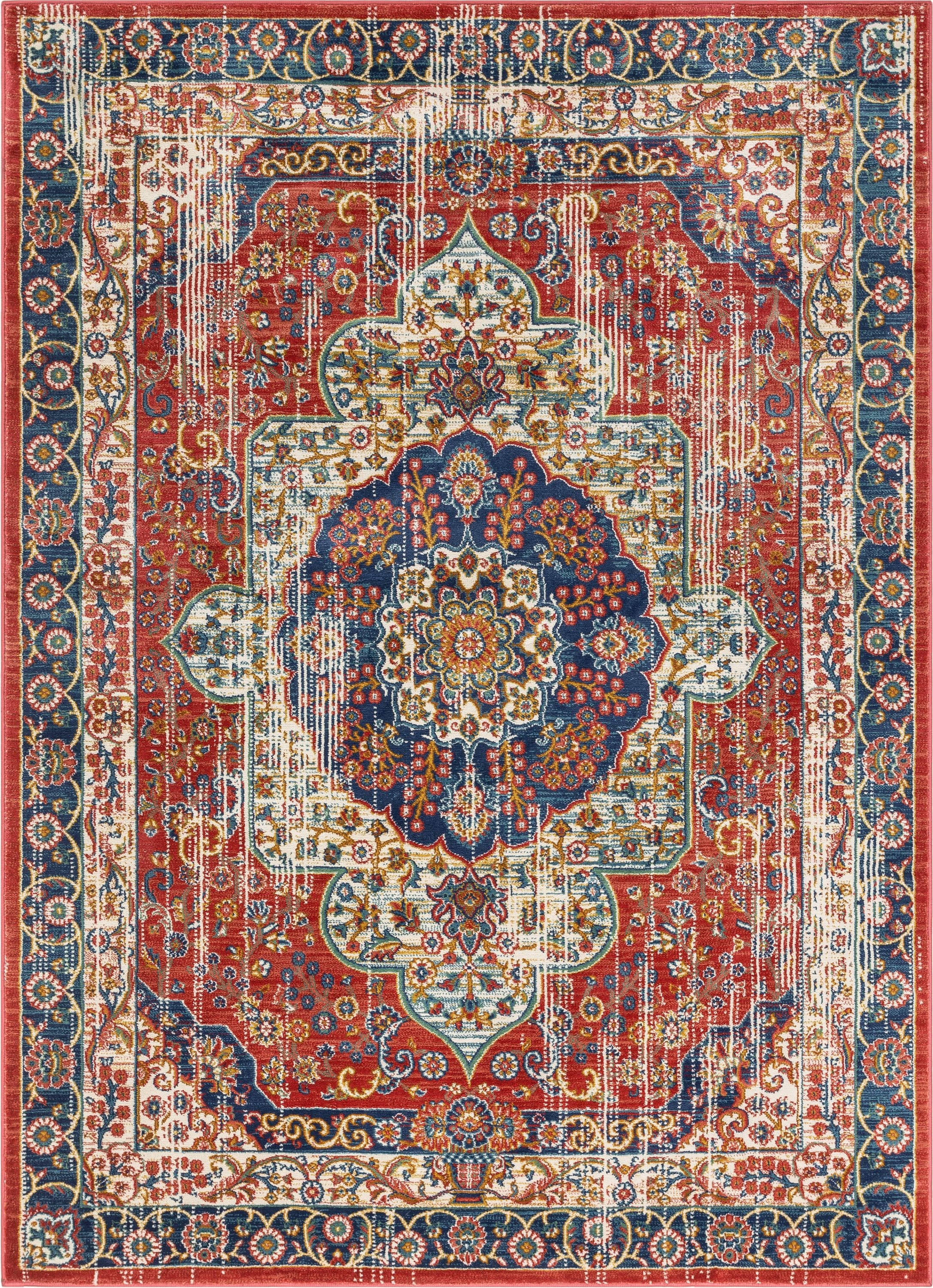 Tulsa Crimson Red Synthetic Rectangular 3'11" x 5'3" Area Rug