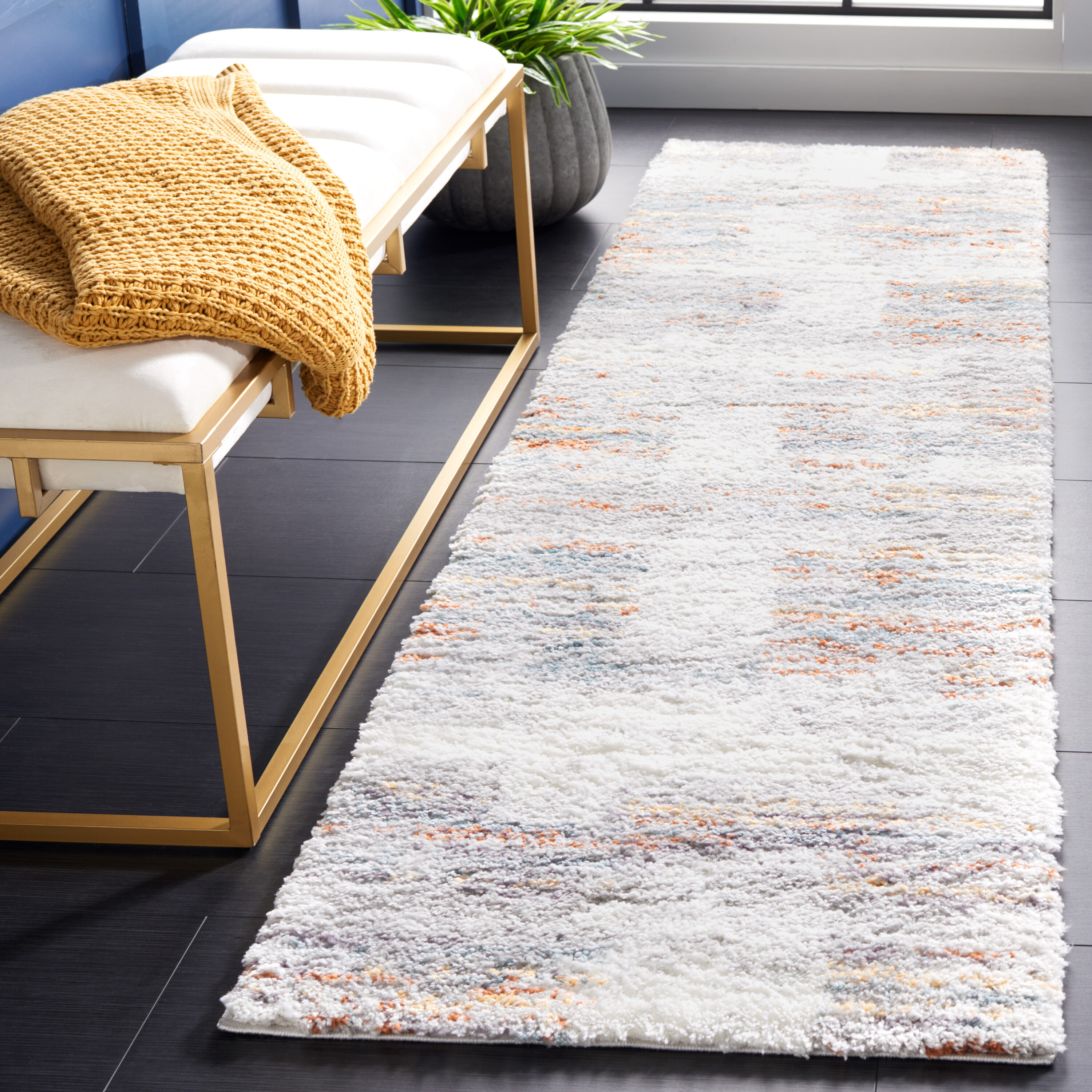 Berber Shag 541A Blue Rust/Ivory 2ft-3in x 8ft Runner Rug
