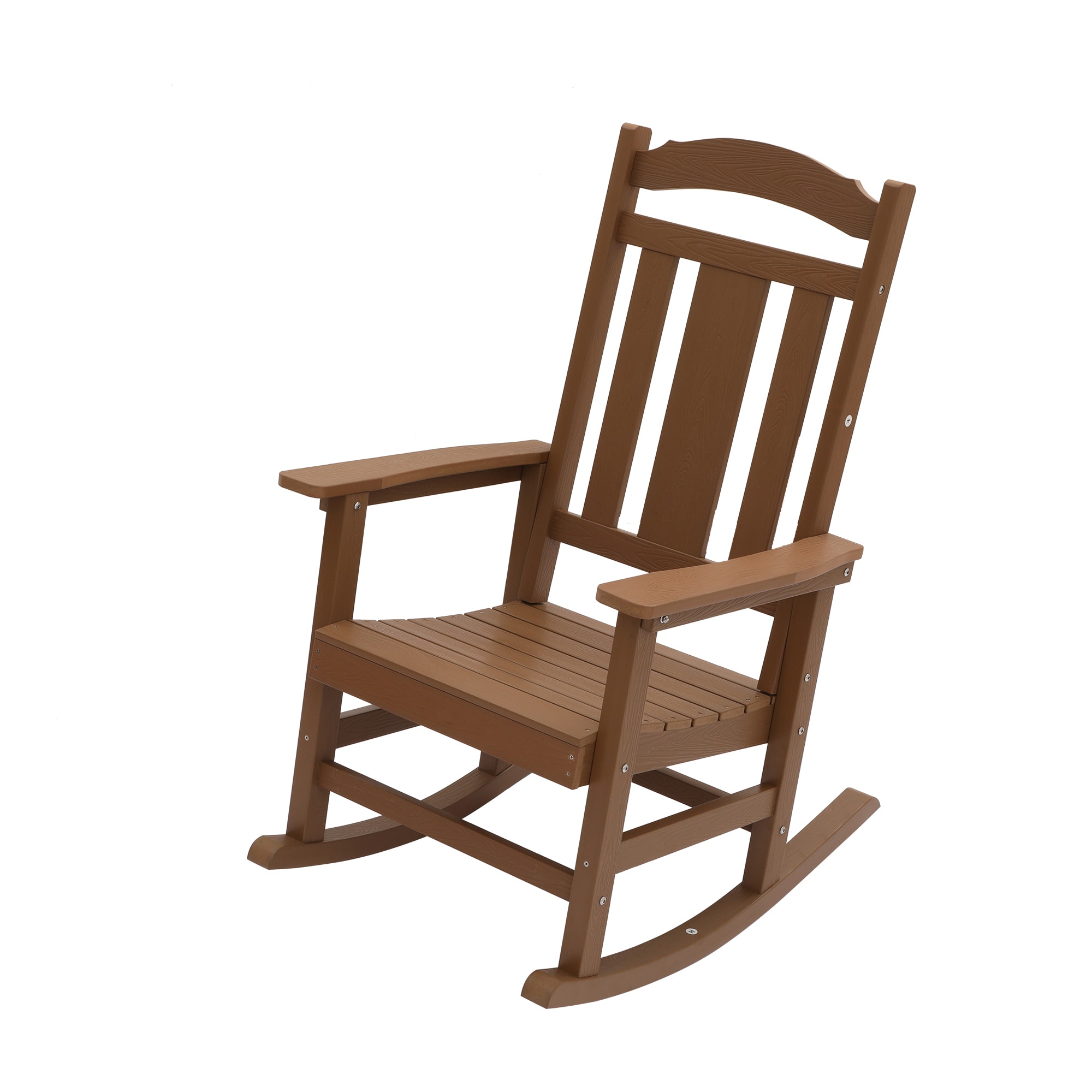 Mondawe MO-YYR-BR Brown HDPE Frame Rocking Chair with Slat Seat