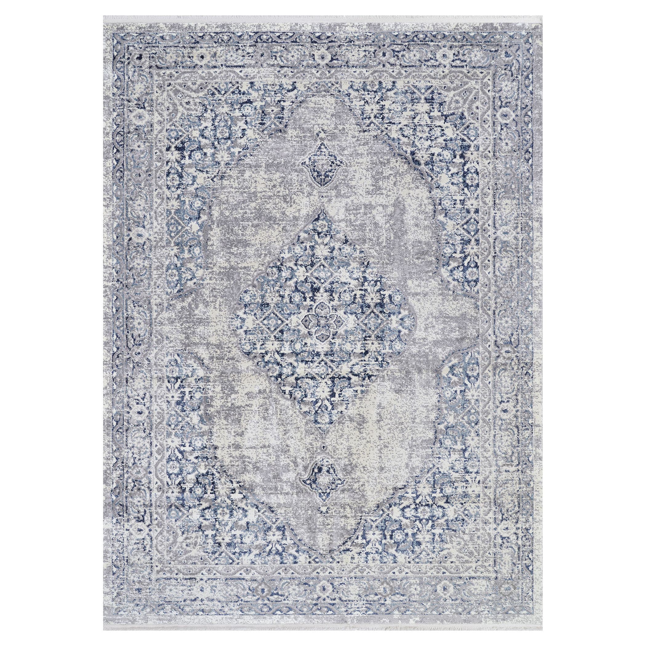 Couristan 25330471710103T Marblehead 8 x 10 (ft) Loomed Polypropylene Blue-Grey Rectangular Indoor Medallion Area rug