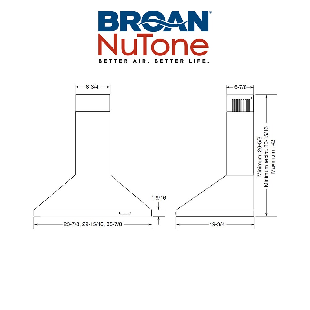 EW4830SS by Broan - Broan® Elite EW48 Series 30-Inch Pyramidal Chimney Range  Hood, 460 Max Blower CFM, Stainless Steel