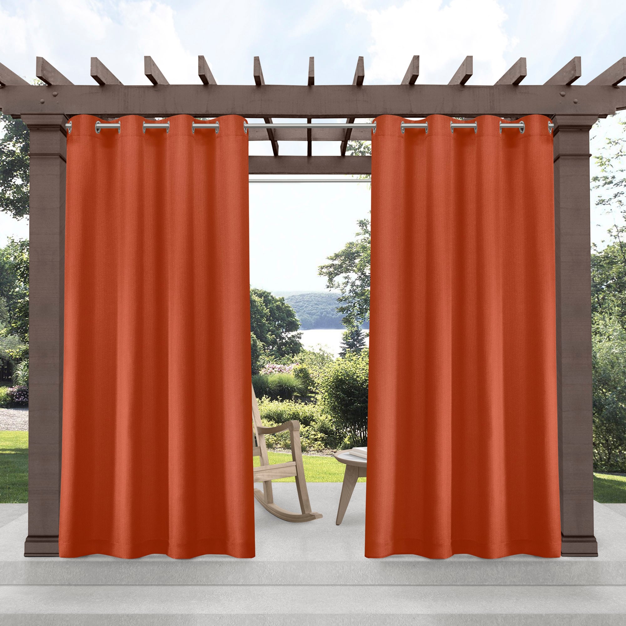Exclusive Home YA013546DSEHC1 A180 84-in Outdoor Mecca Orange Light filtering Grommet Curtain panel pair