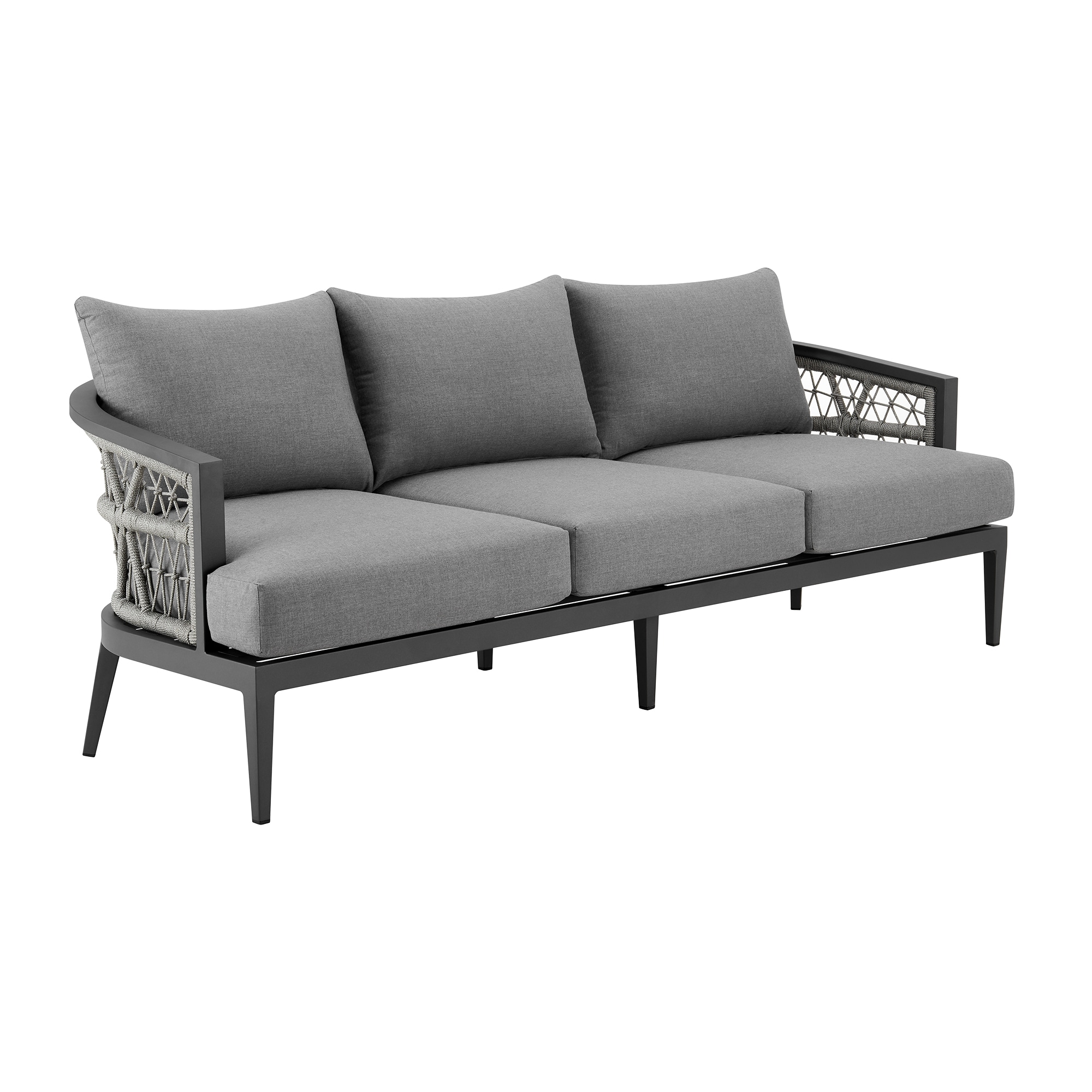 Zelda Gray Aluminum Outdoor Patio Sofa with Cushions