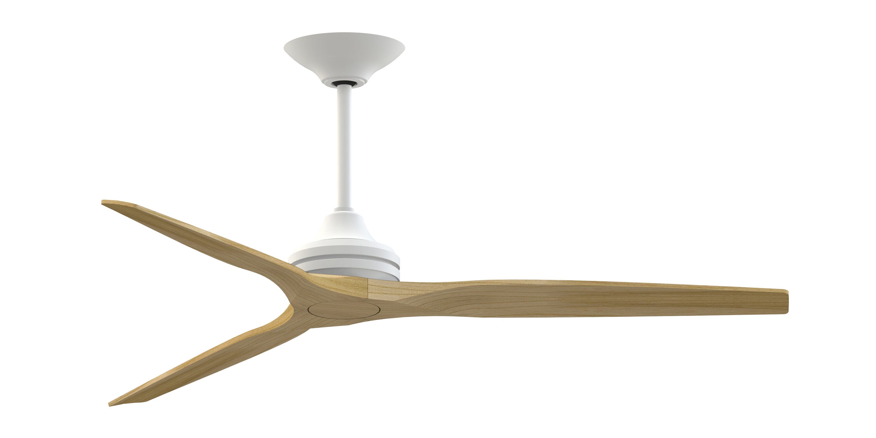 Fanimation FPD6721BMW-64N Spitfire 64-in Outdoor Smart Matte White with Natural Blades Propeller Ceiling Fan Light Kit Compatible - Remote Included ( 3 -Blade )