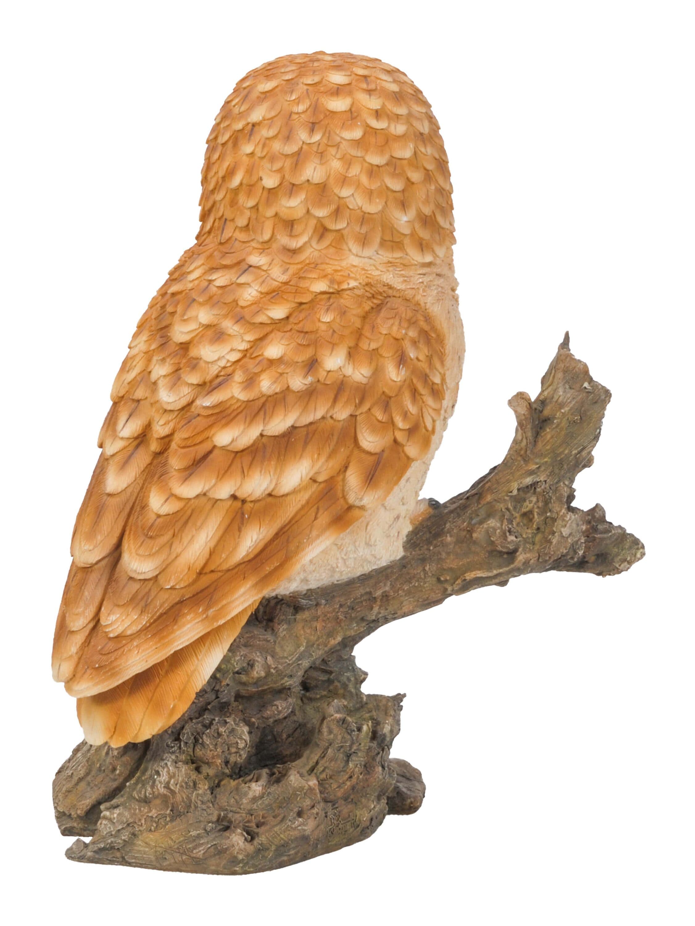 Beige and Brown Polyresin Owl on Stump Statue