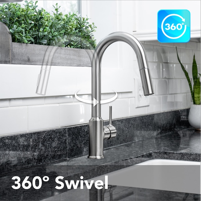 EZ-FLO Metro Brushed Nickel 1-Handle Deck-Mount Pull-Down Handle Kitchen Faucet (Deck Plate Included) EZ-FLO Metro Brushed Nickel 1-Handle Deck-Mount Pull-Down Handle Kitchen Faucet (Deck Plate Included)