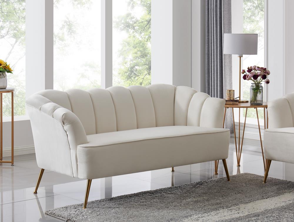 Chic Home Design Alicia Loveseat Beige Sofas Couches, Velvet the Modern Loveseats in & 2-seater department at 61-in
