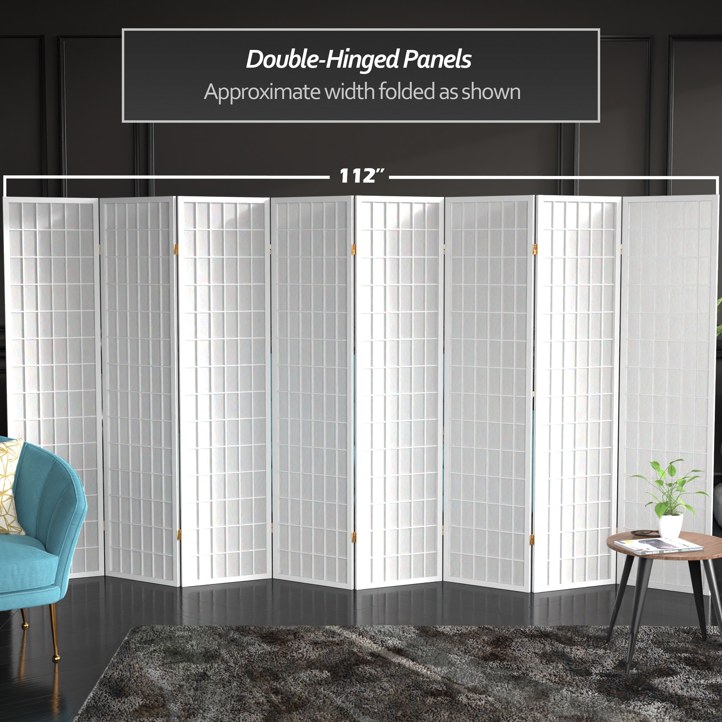 Oriental Furniture SSCWP-8P-WHT Indoor-Privacy-Screens - View #4