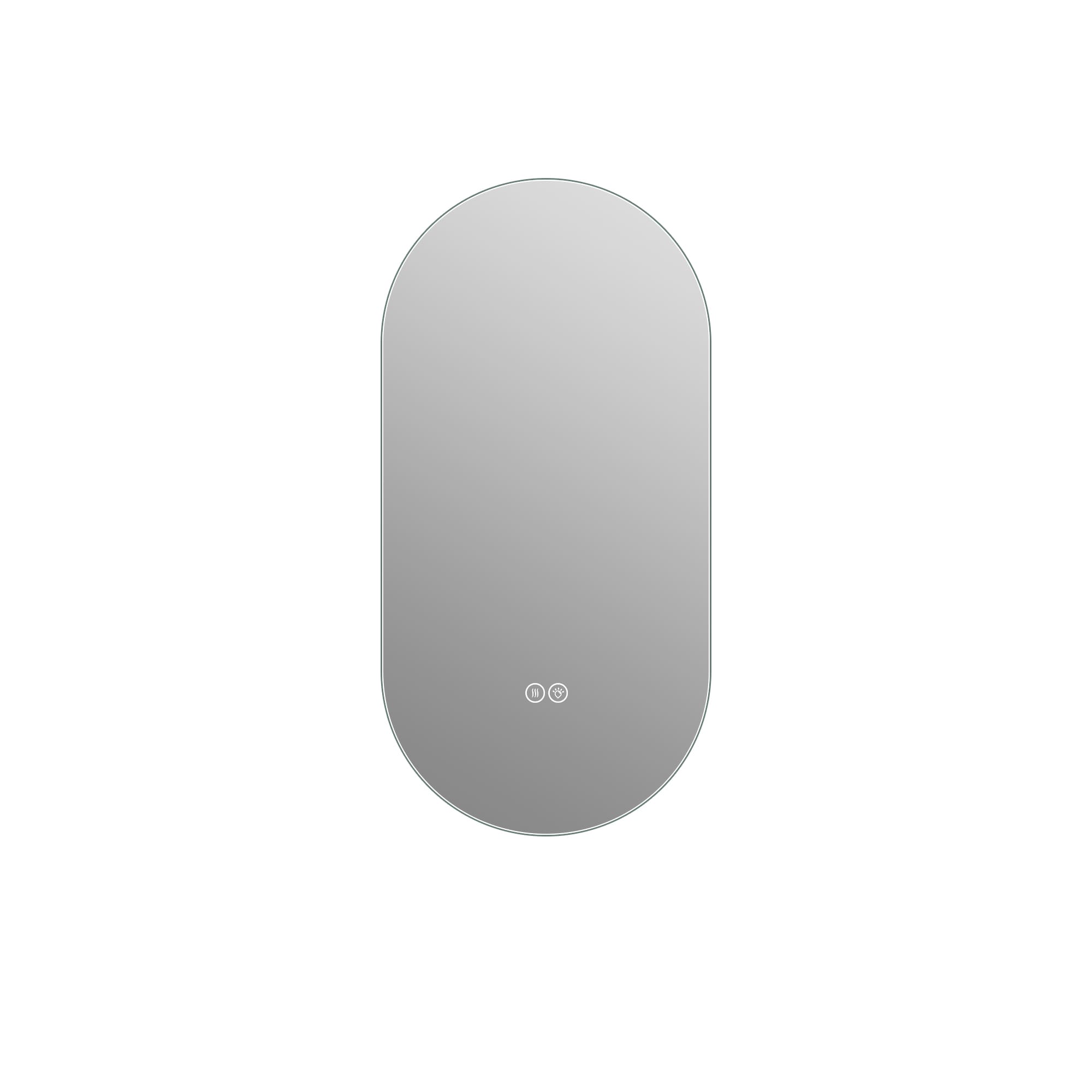MYRYY 24-in x 48-in Polished Edge Frameless Oval Dimmable LED Lighted Fog Free Bathroom Vanity Mirror (Silver)
