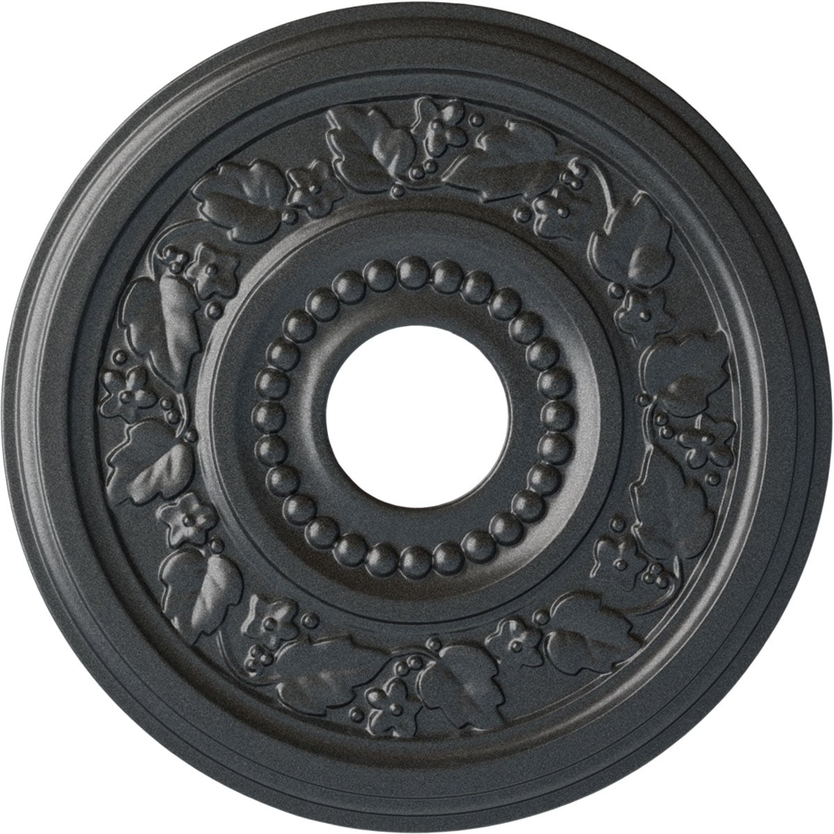 Ekena Millwork CM16GNPES Genevieve 16.125-in W x 16.125-in L Painted Pewter Polyurethane Whole Ceiling Medallion