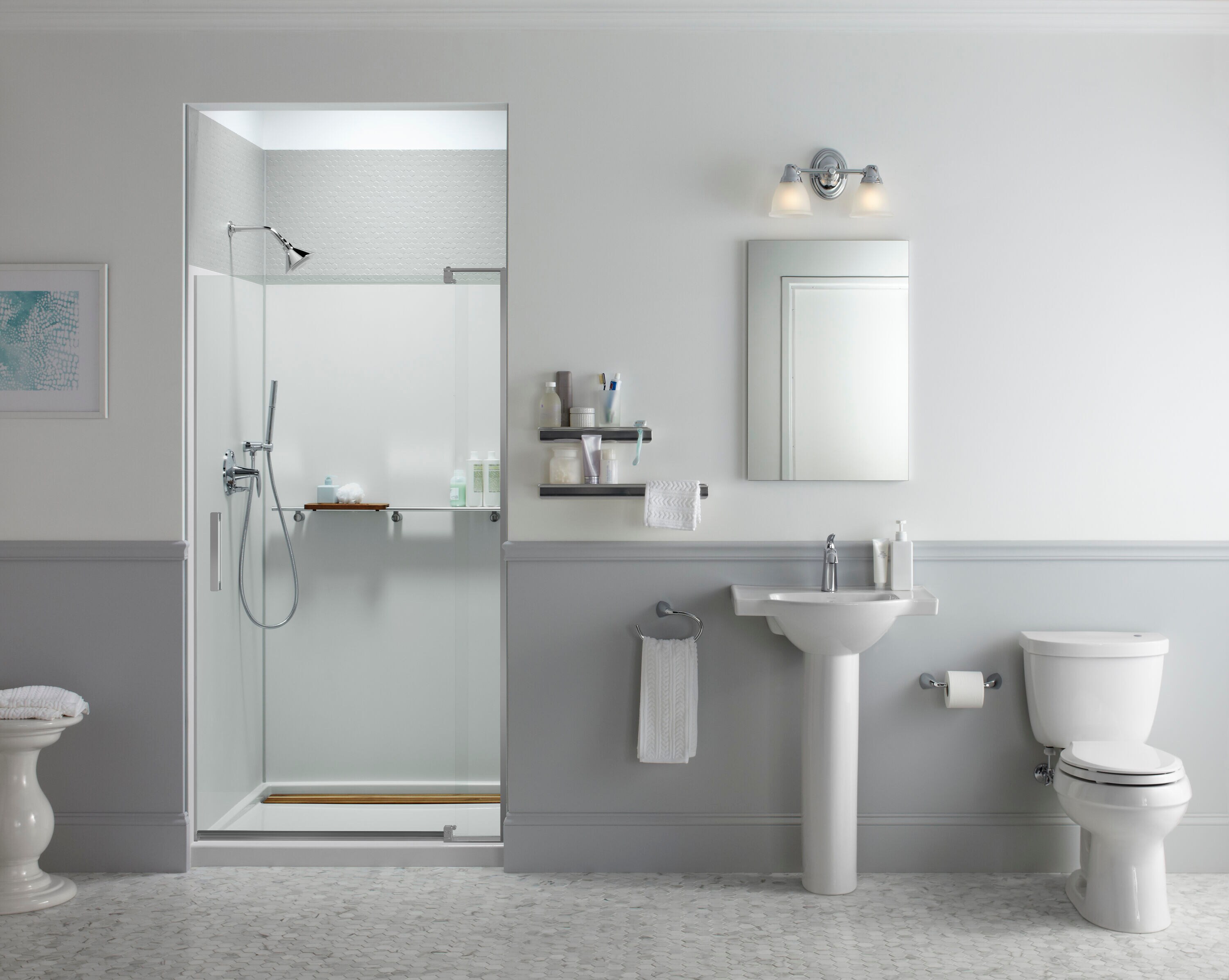 Revel 74" Frameless Pivot Shower Door in Bright Polished Silver