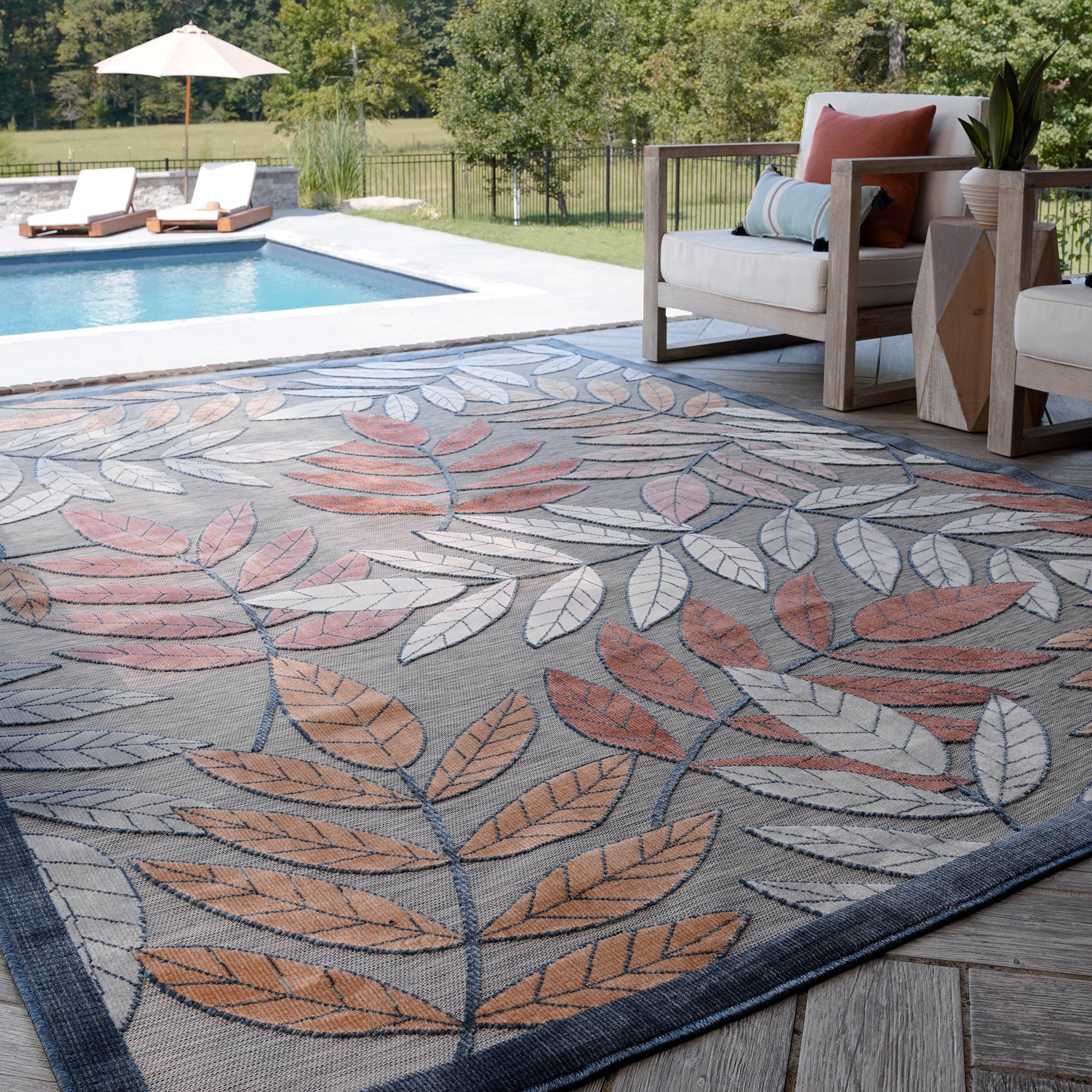 Tayse TRP1209 4X6 Tropic 4 x 6 (ft) Flatweave Polypropylene Gray Rectangular Indoor/Outdoor Area rug
