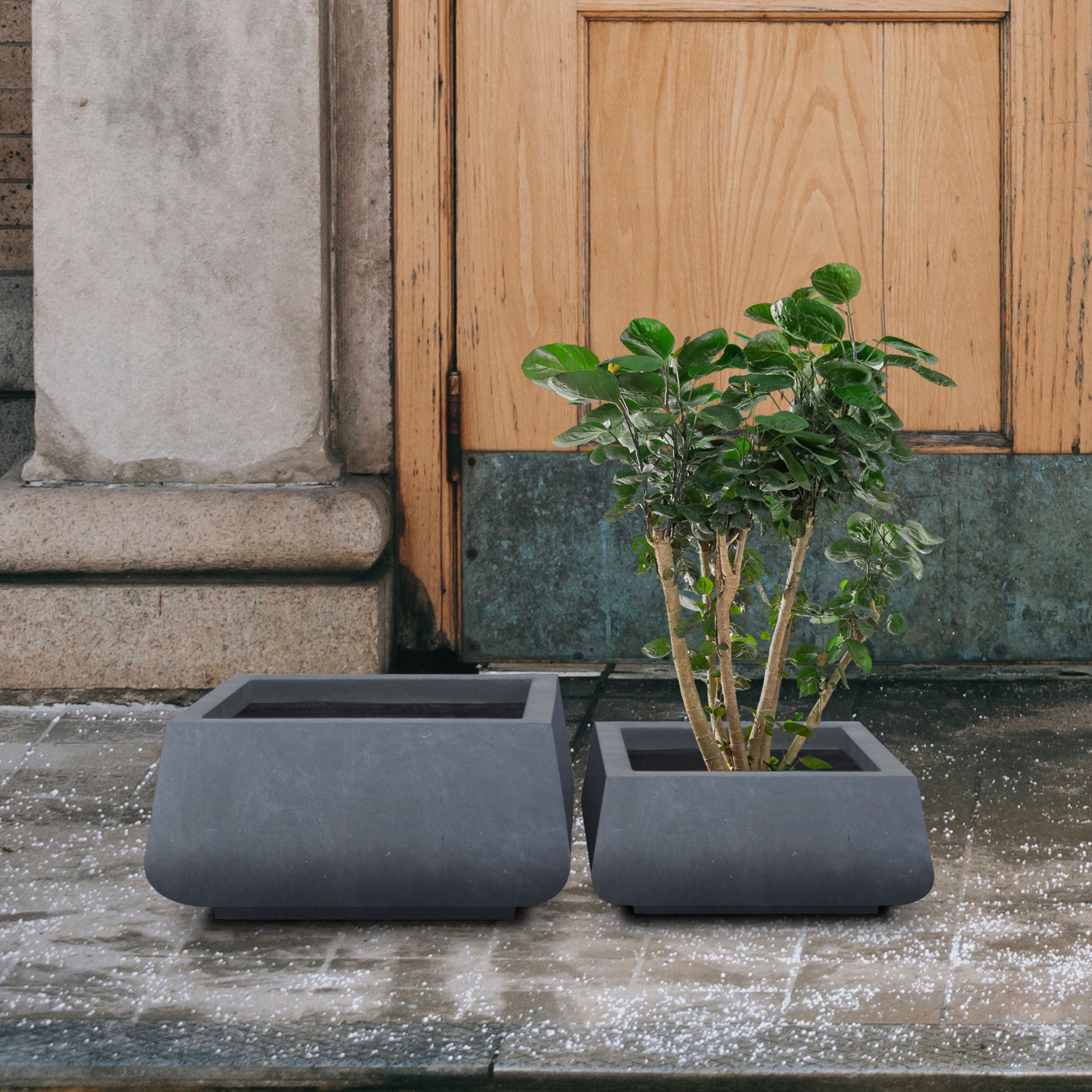 KANTE 2-Pack 21.2-in W x 9.8-in H Charcoal Concrete Contemporary