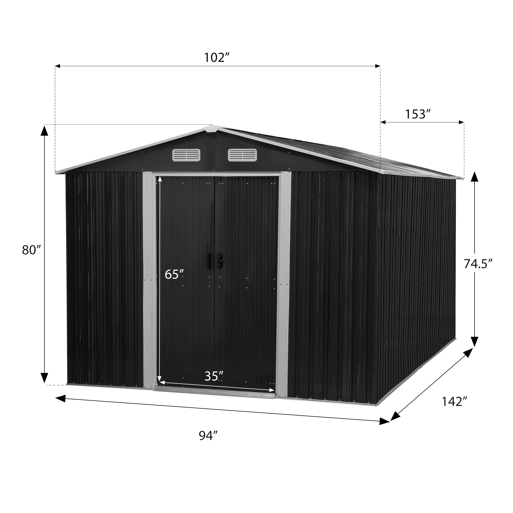 WELLFOR XDJ388DG Metal-Storage-Buildings-Sheds - View #2