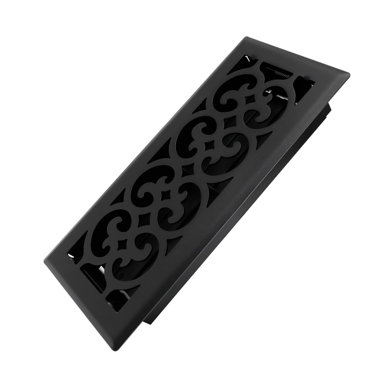 Phyfalip 4x10 Inches Heavy Duty Walkable Floor Register Matte Black Adjustable Air Supply Lever Vent Cover for Home Floor #LPF0821P113