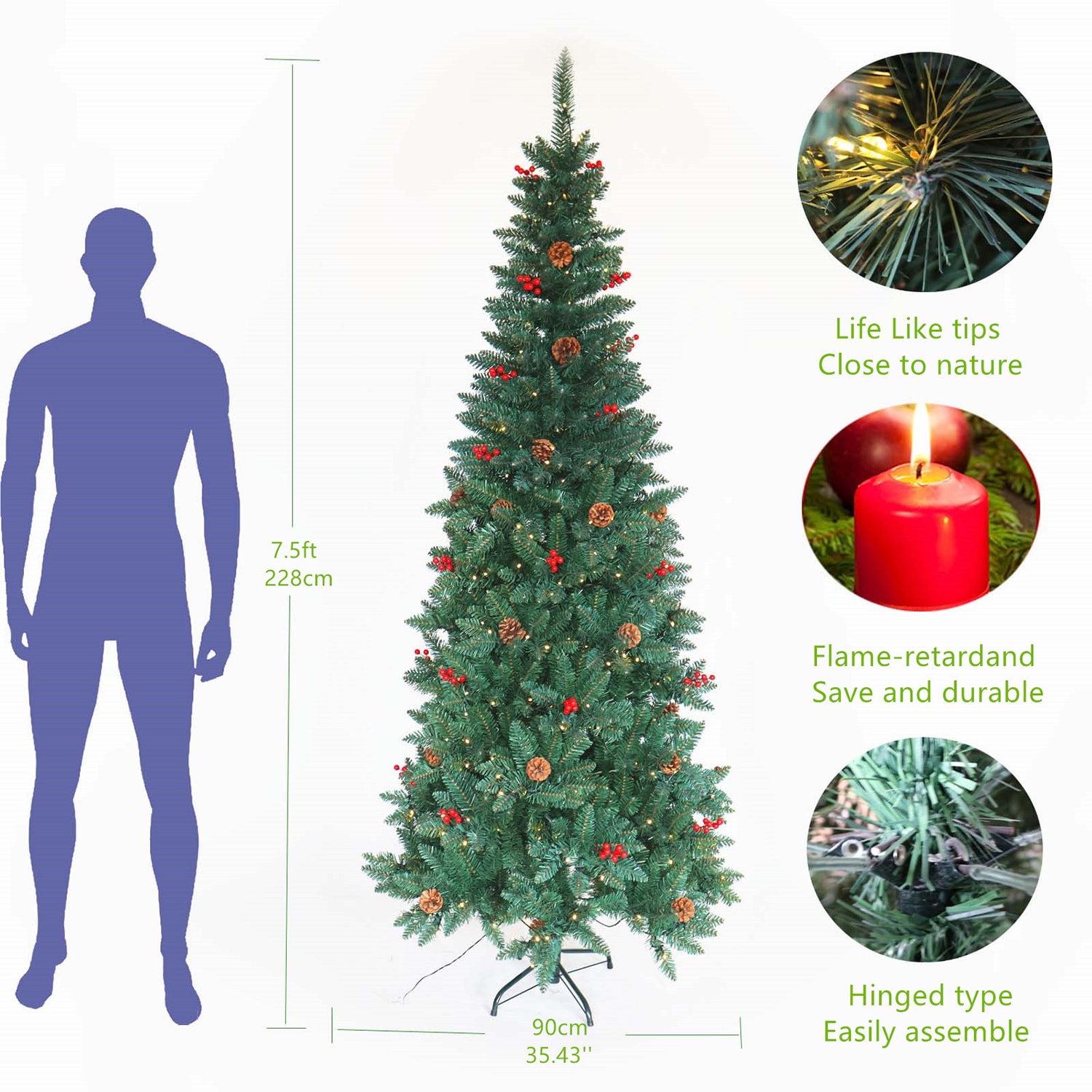WELLFOR YA799775GN Artificial-Christmas-Trees - View #2