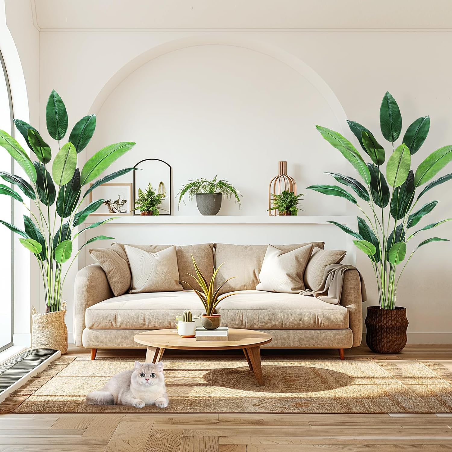 Qeetex LXL-PHO-11J6MRMB Artificial Bird of Paradise Plant 7FT84in Fake Palm Tree for Indoor Outdoor Modern Decor Faux Plants for Home Office Perfect Housewarming Gift with 20 Trunks Faux Leaves 2 Pack