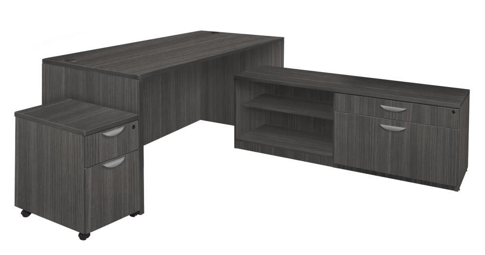 Regency LLDLCMP6630AG Legacy 75-in Gray Modern/Contemporary L-shaped Desk