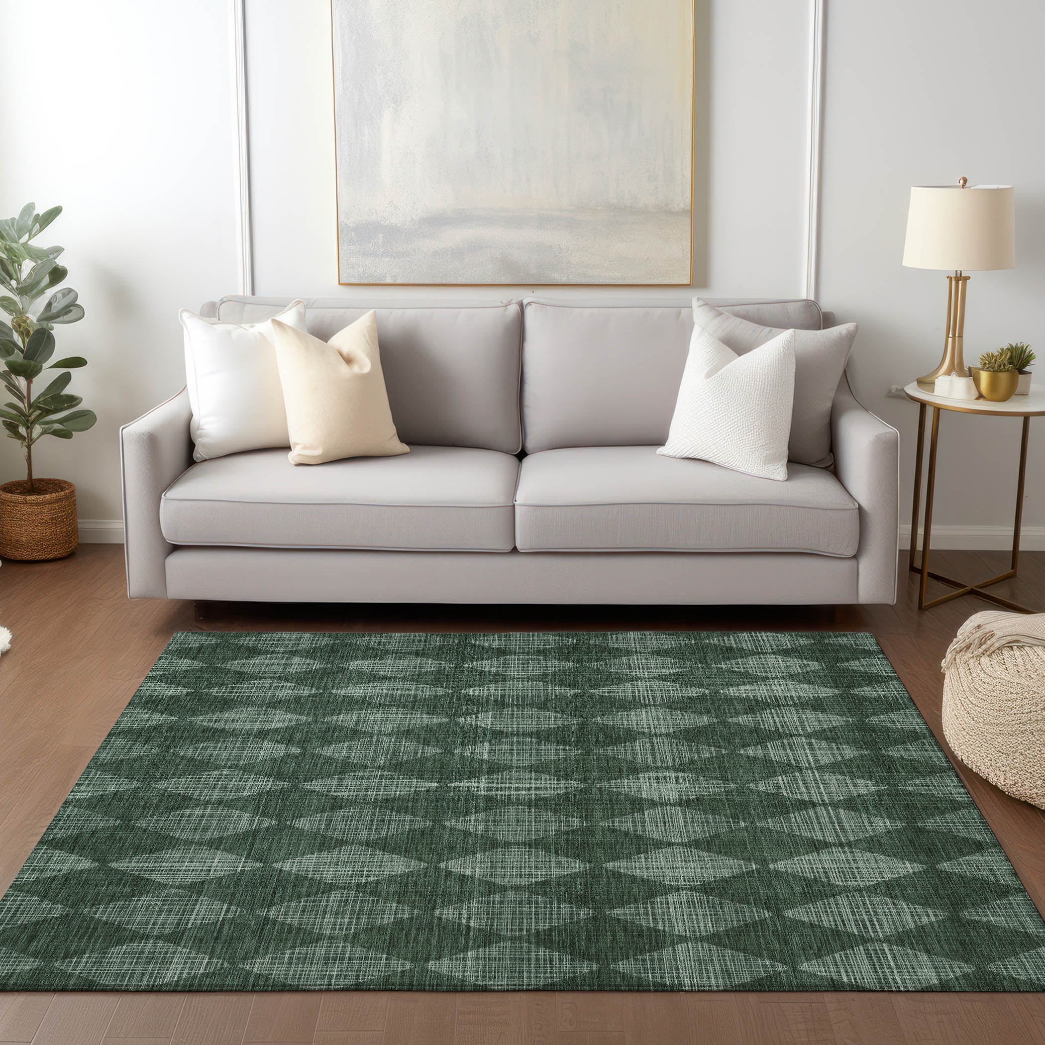 Addison Rugs ACN578OL5X8 Chantille ACN578OL 5 x 7 (ft) Polyester Olive Rectangular Indoor/Outdoor Geometric Machine washable Area rug
