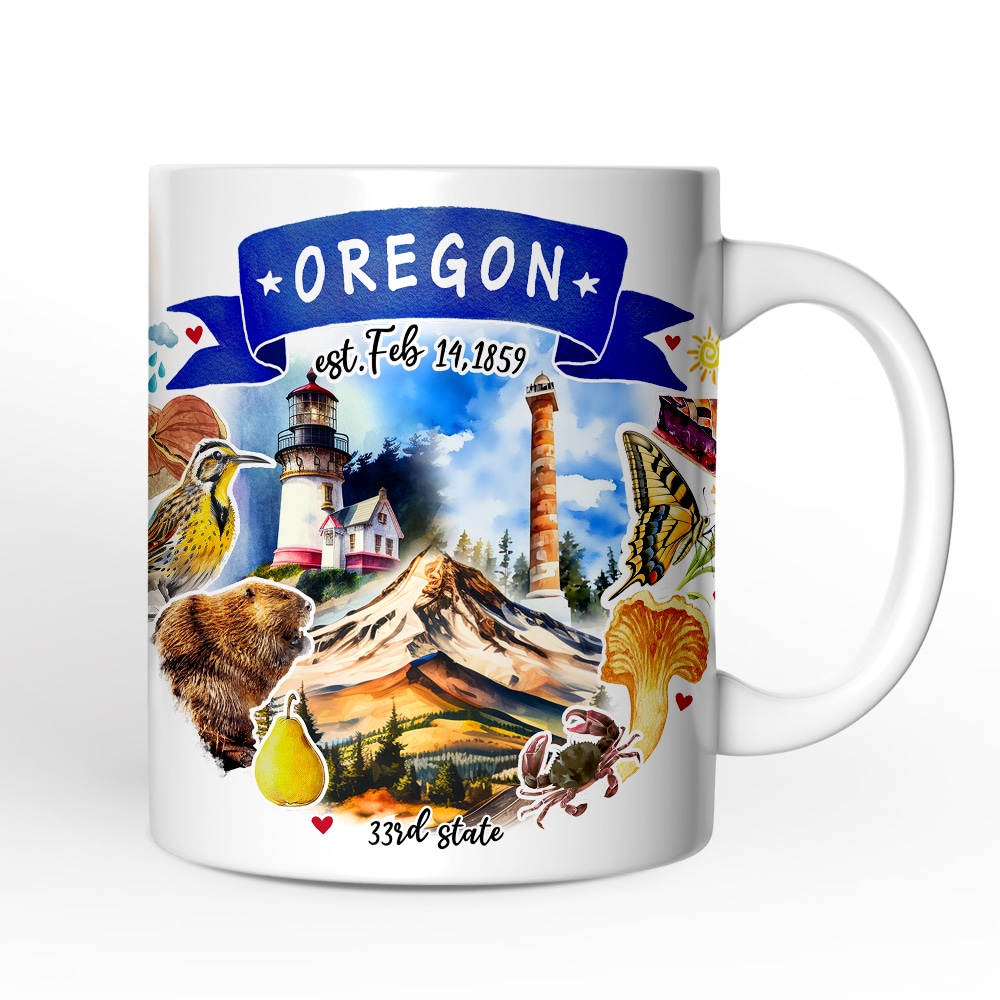 OrnamentallyYou NPCM383 Artistic Oregon State Themes and Landmarks Mug