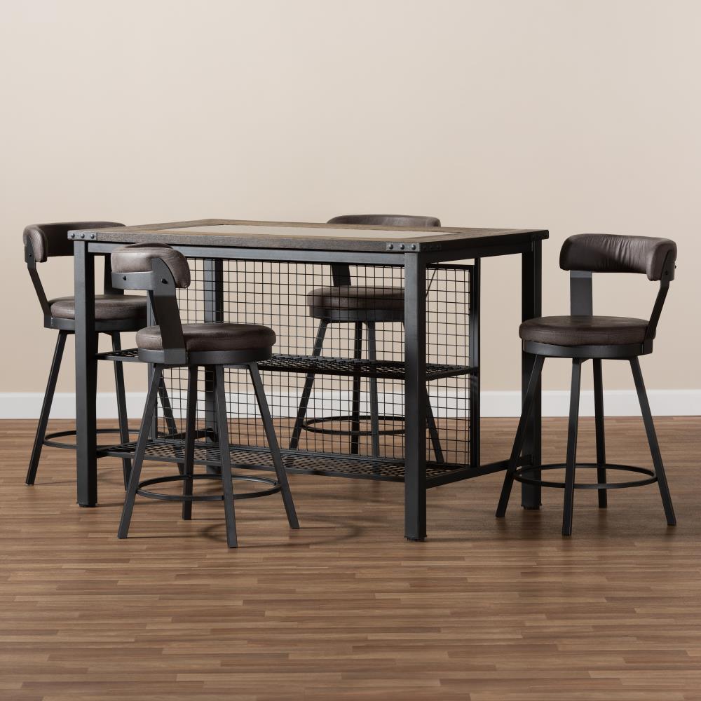 Baxton Studio Arcene Grey Contemporary Modern Dining Room Set with