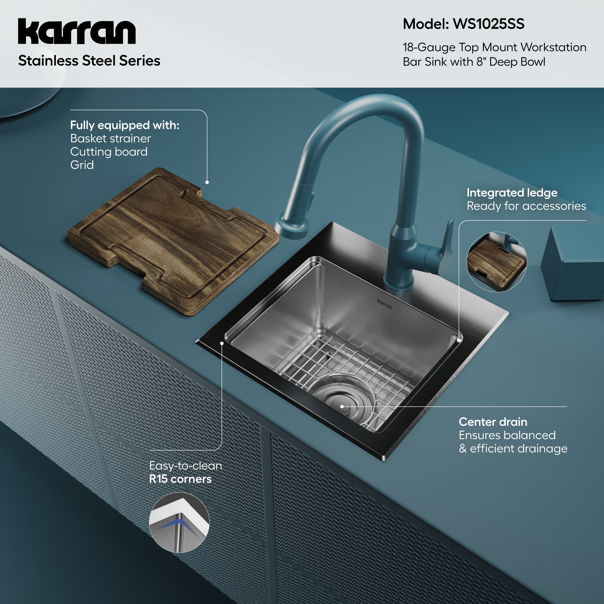 Karran WS1025SS Bar-Prep-Sinks - View #4