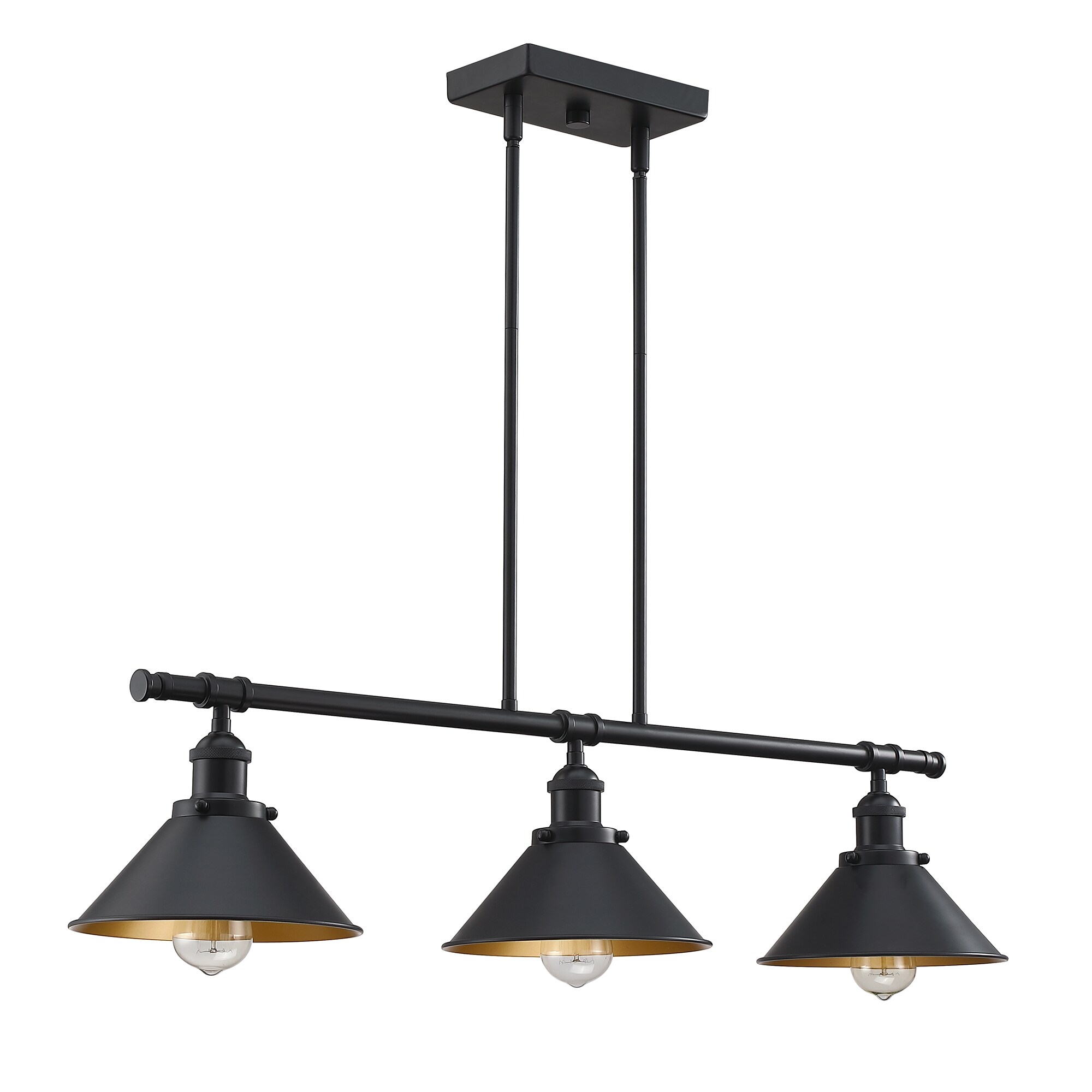 Hukoro Island Pendant 3 Light Matte Black Industrial Cone Medium Hanging Kitchen Island Light In