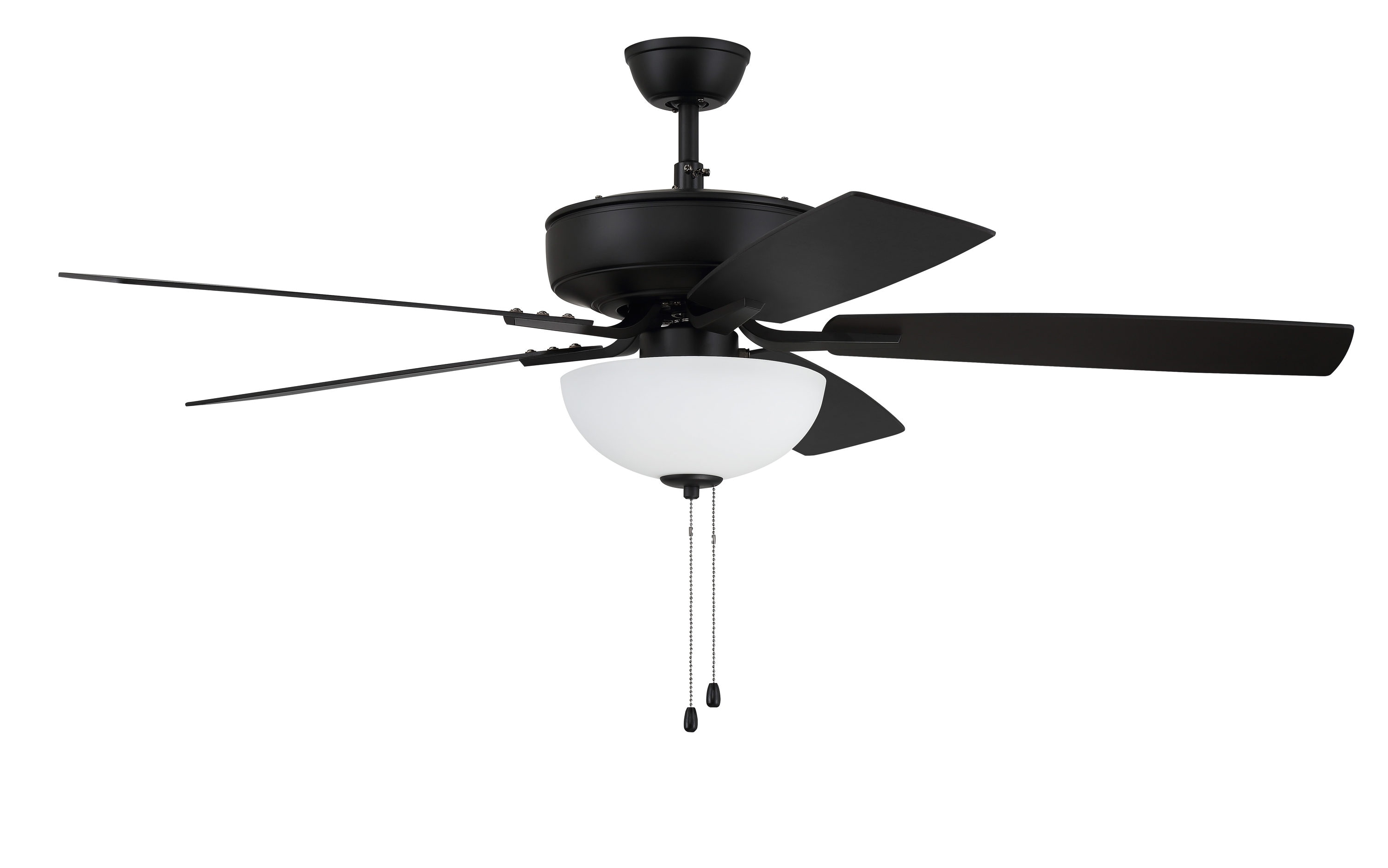 Craftmade P211FB5-52FBGW Pro Plus 211 52-in Downrod or Flush Mount Flat Black with Flat Black/Grey Wood Blades Ceiling Fan With Light ( 5 -Blade )