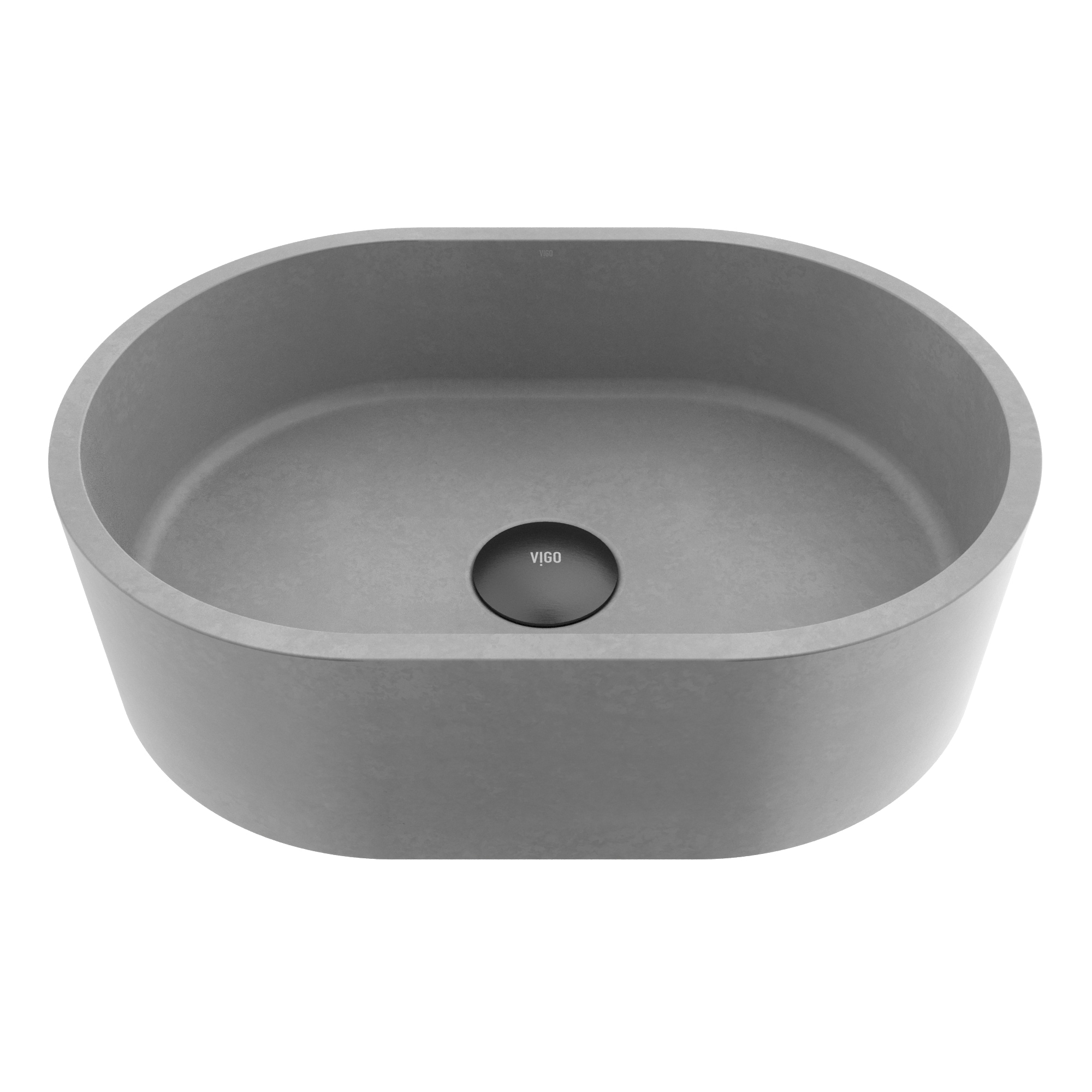 VIGO VG04059 Concreto Stone#8482 Concrete Vessel Oval Modern Gray Bathroom Sink ( 16-in x 11-in )
