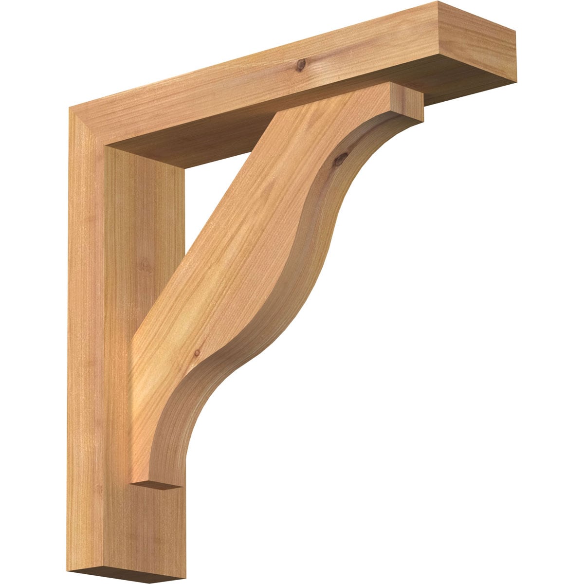 Ekena Millwork 1462305 Funston Block Smooth Bracket with Offset Brace 3-1/2-in x 14-in x 14-in Western red cedar Brown Wood Standard bracket