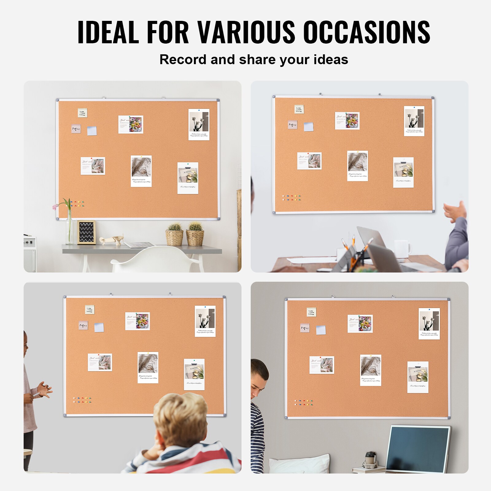 GIVIMO 48-in W x 36-in H Cork Bulletin Board with Aluminum Frame and 7 ...