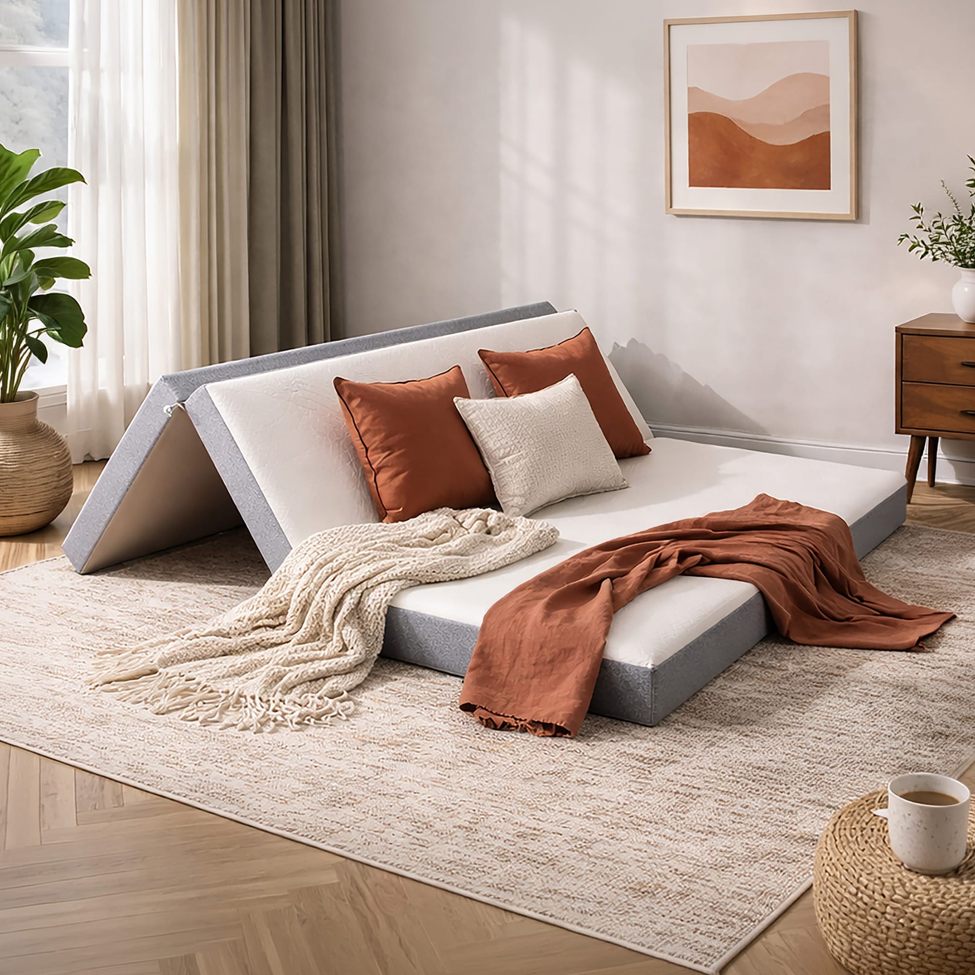 AFI CoolSoftq 4-in Plush Queen Folding Mattress in a Box