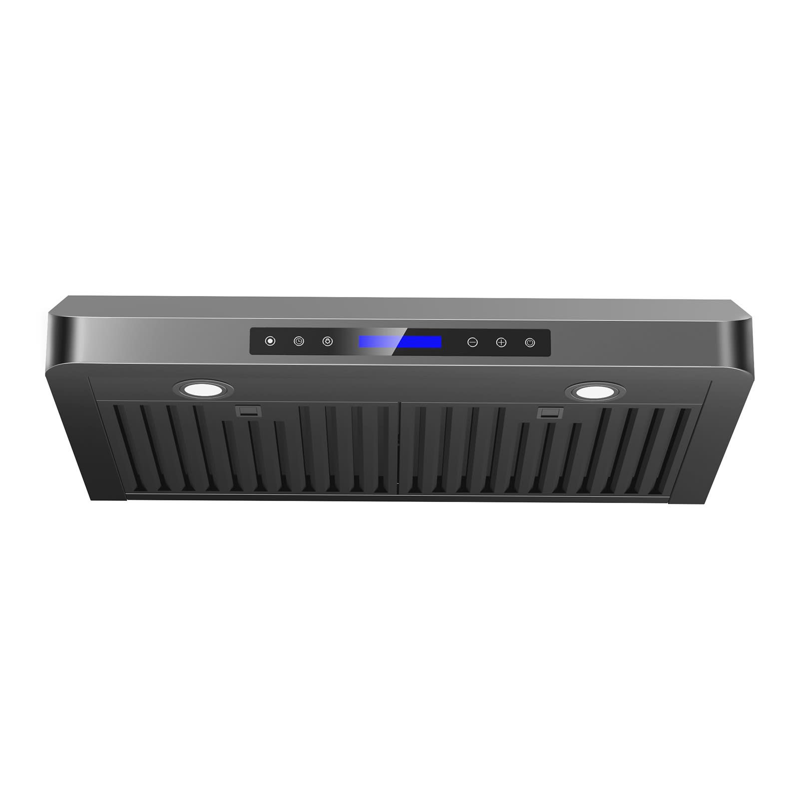 DIVAN DMC01-30B 30in 400CFM Ducted Under Cabinet Black Stainless Range Hood with 4-Speed Touch Control and 3 Types of Venting System