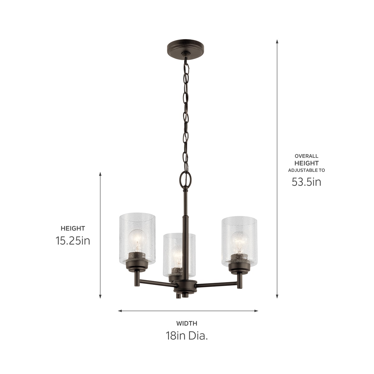 Kichler Winslow 3-Light Olde Bronze Modern/Contemporary Chandelier in ...