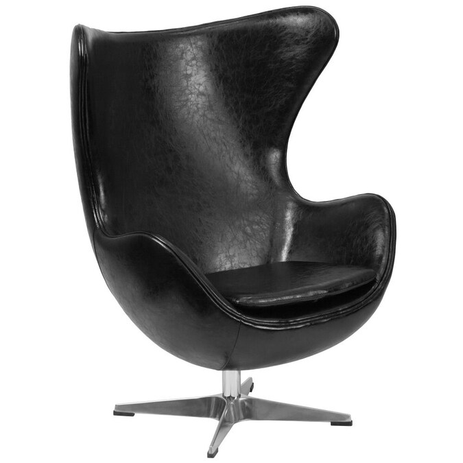 Faux Leather Accent Chair In The Chairs, Black Leather Egg Chair