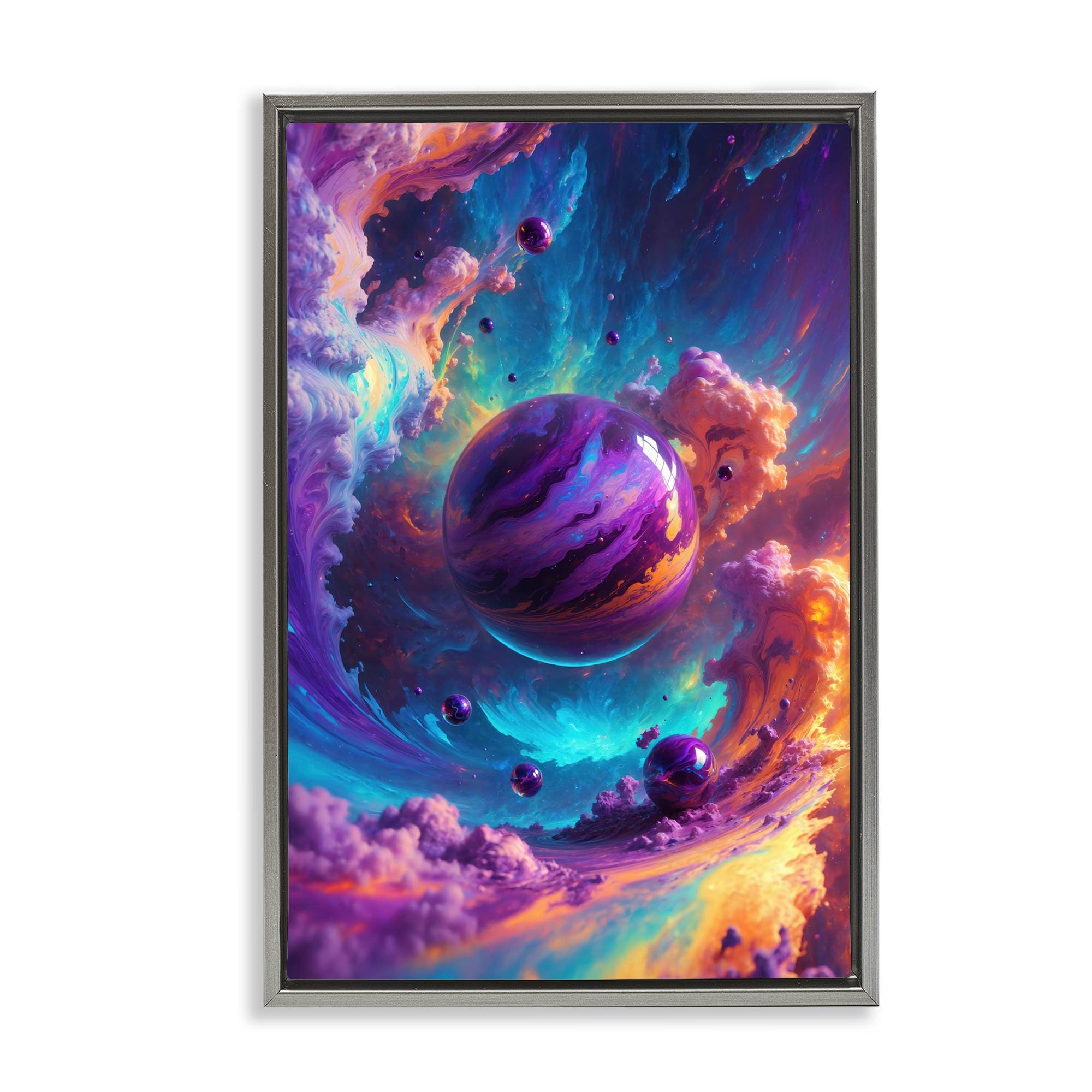 Stupell Industries BT-297-FFL-20X30 Surreal Planets with Chromatic Clouds Floating Frame design by Wumples