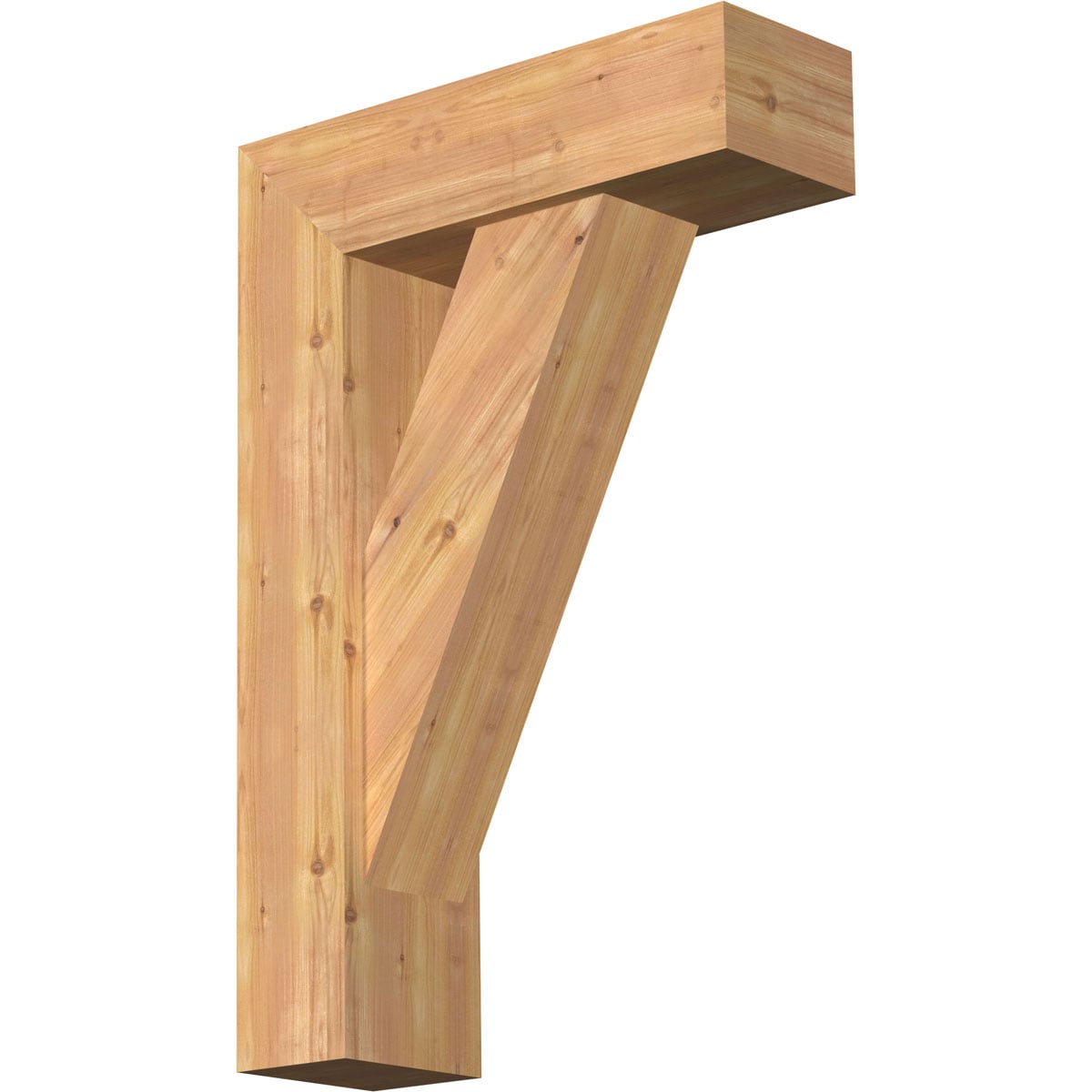 Ekena Millwork 1464877 Traditional Block Smooth Bracket with Offset Brace 7-1/2-in x 24-in x 36-in Western red cedar Brown Wood Standard bracket