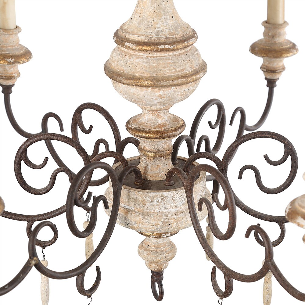 LNC Andromeda 6-Light Distressed Grayish White Wood French Country ...