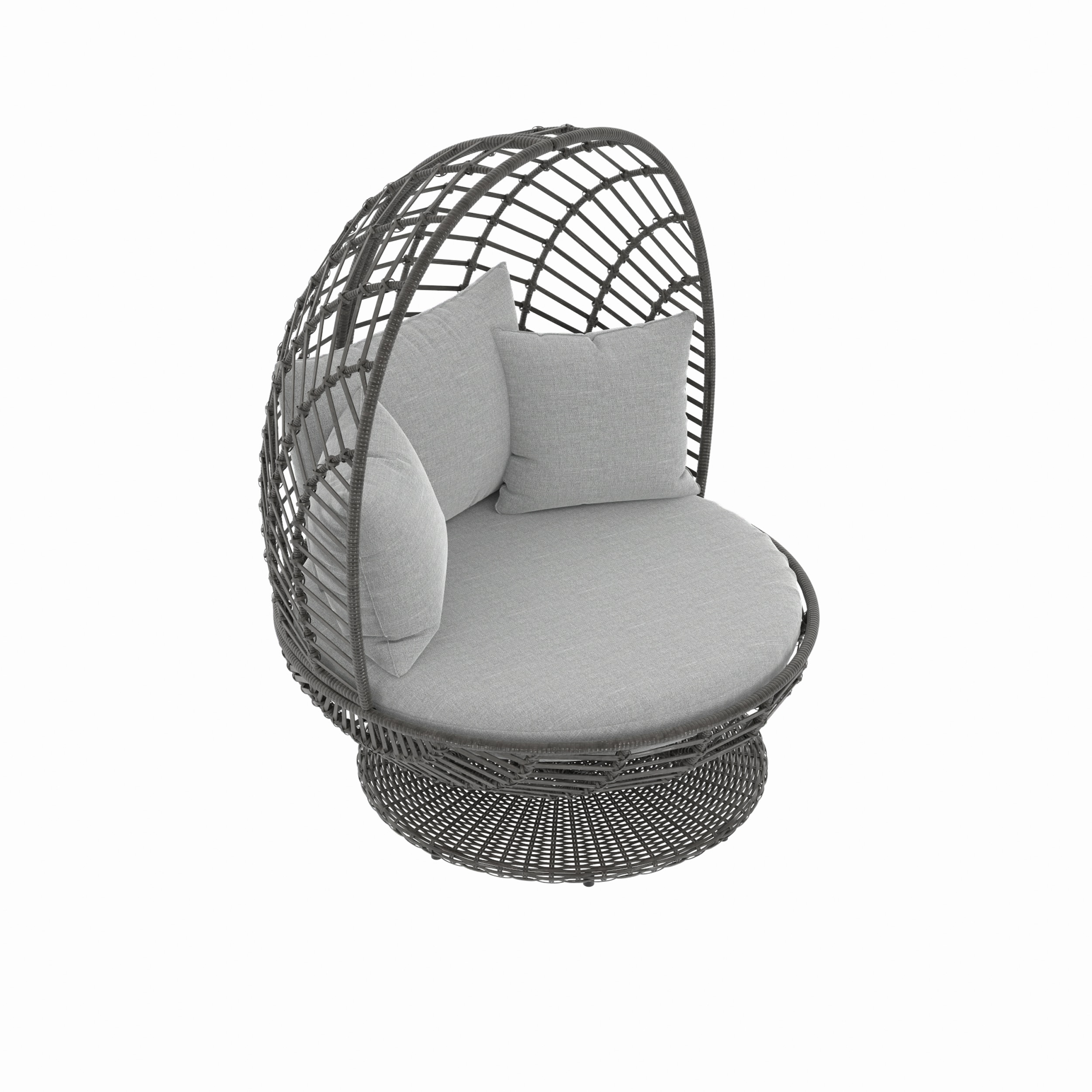 Origin 21 Venza Wicker Black Steel Frame Swivel Conversation Chair(s) with  Light Gray Cushioned Seat