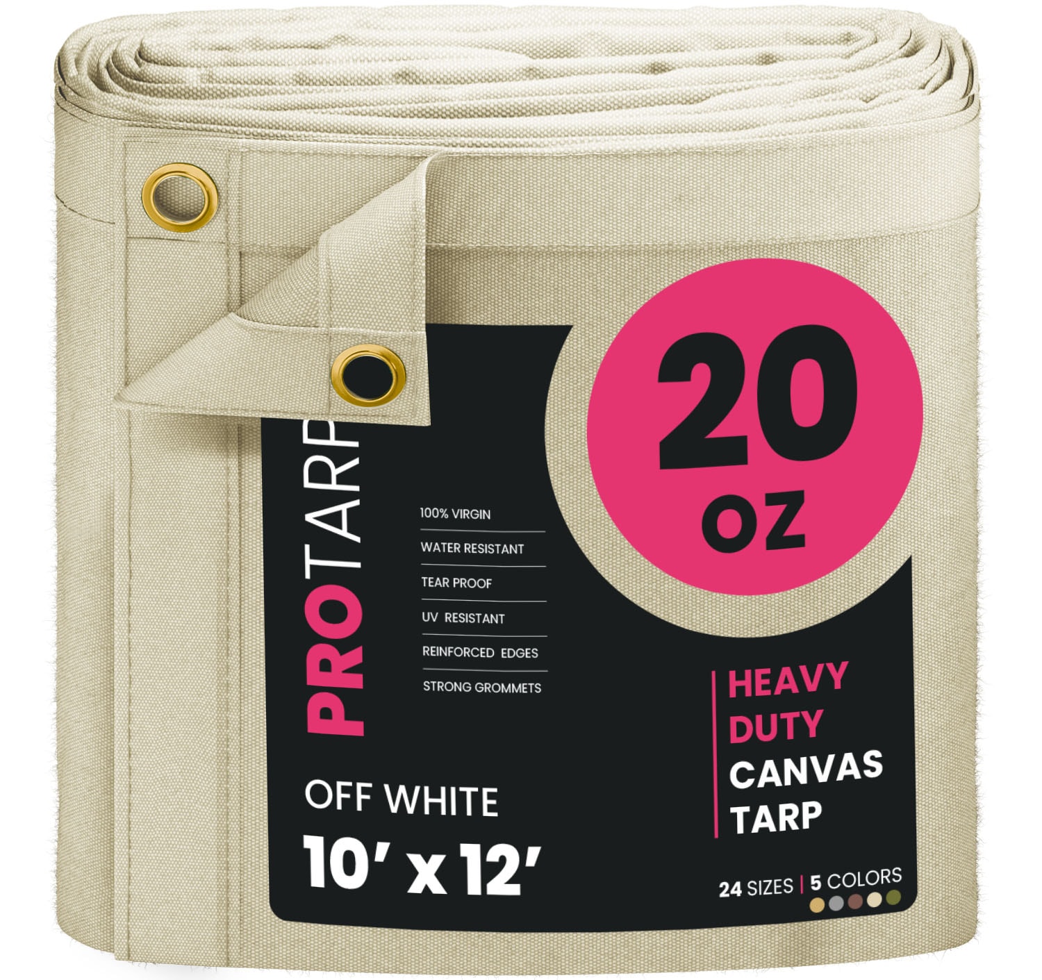 PROTARP PT-404-10X12 10-ft x 12-ft White Waterproof Standard Polyester 36-mil Tarp