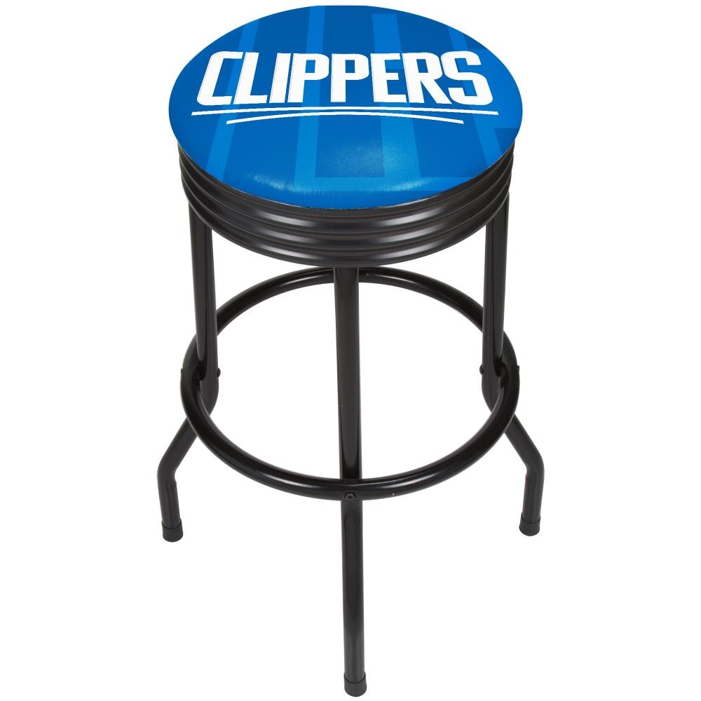 Trademark Gameroom NBA1006-LAC2 Los Angeles Clippers Bar Stools Chrome Bar height Swivel Metal Backless Bar Stool